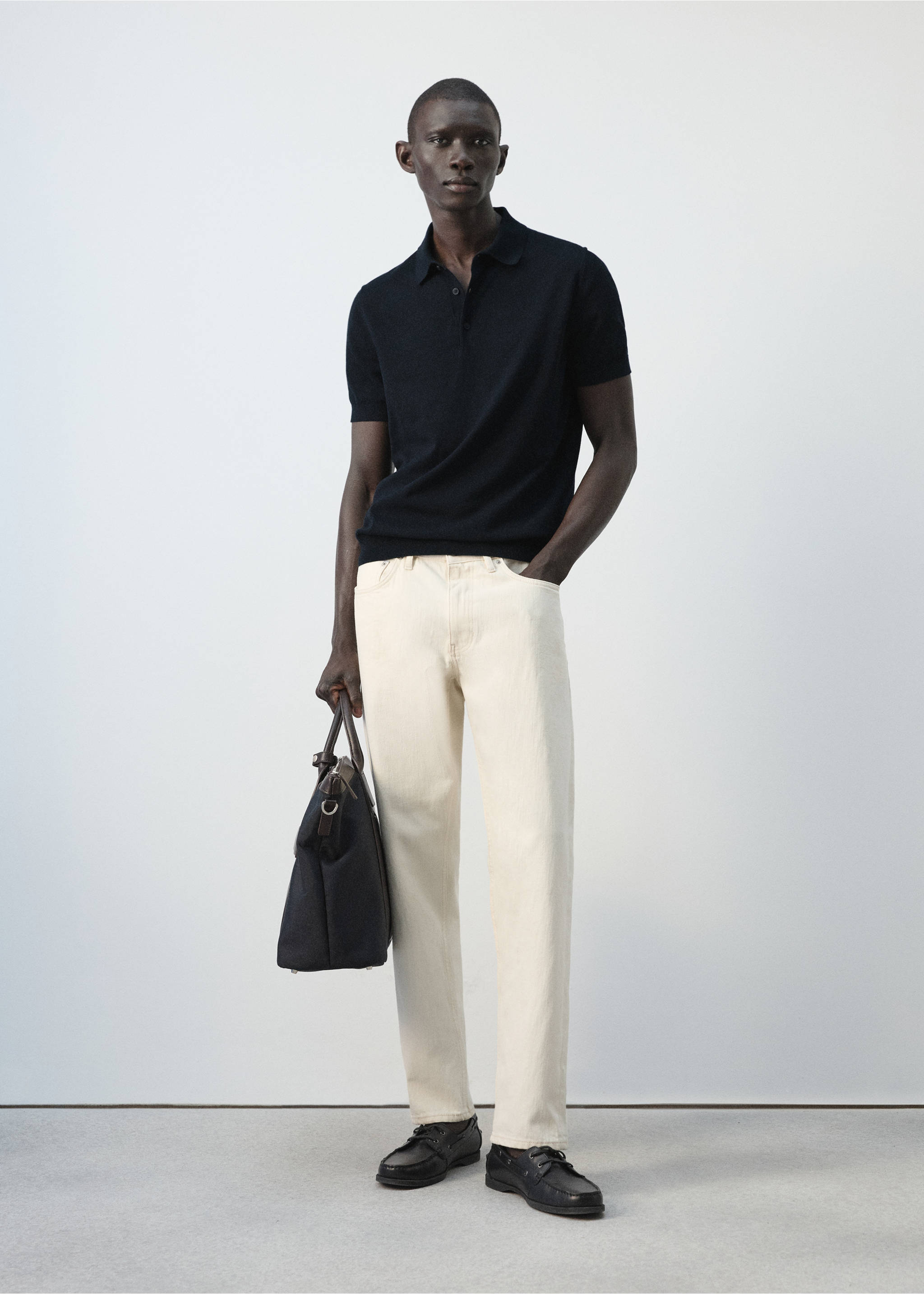 Polo maille fine 100 % coton - Plan général, Bleu nuit. Ref: 27035945-00.