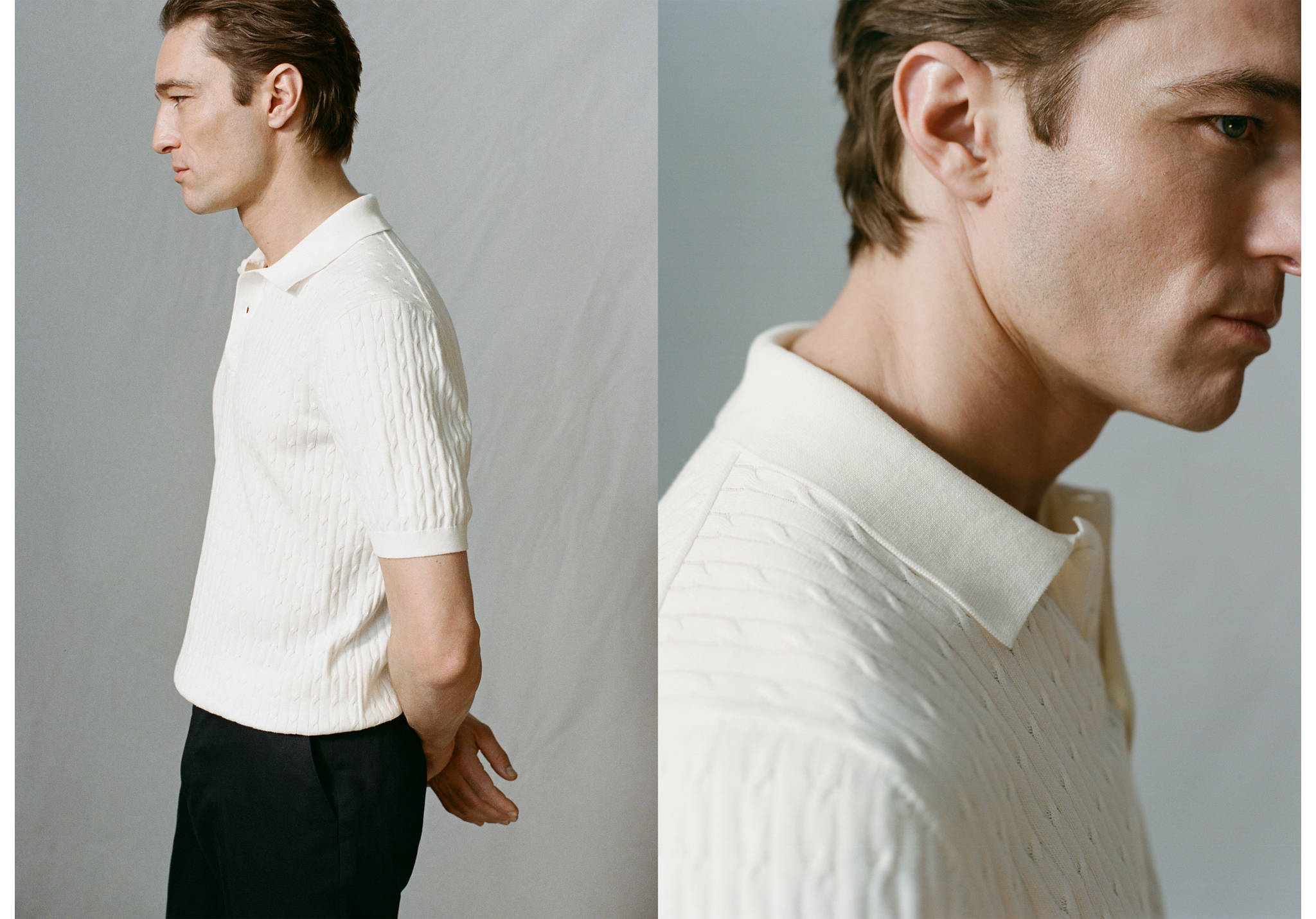 100% cotton braided knitted polo shirt - Panoramic plane