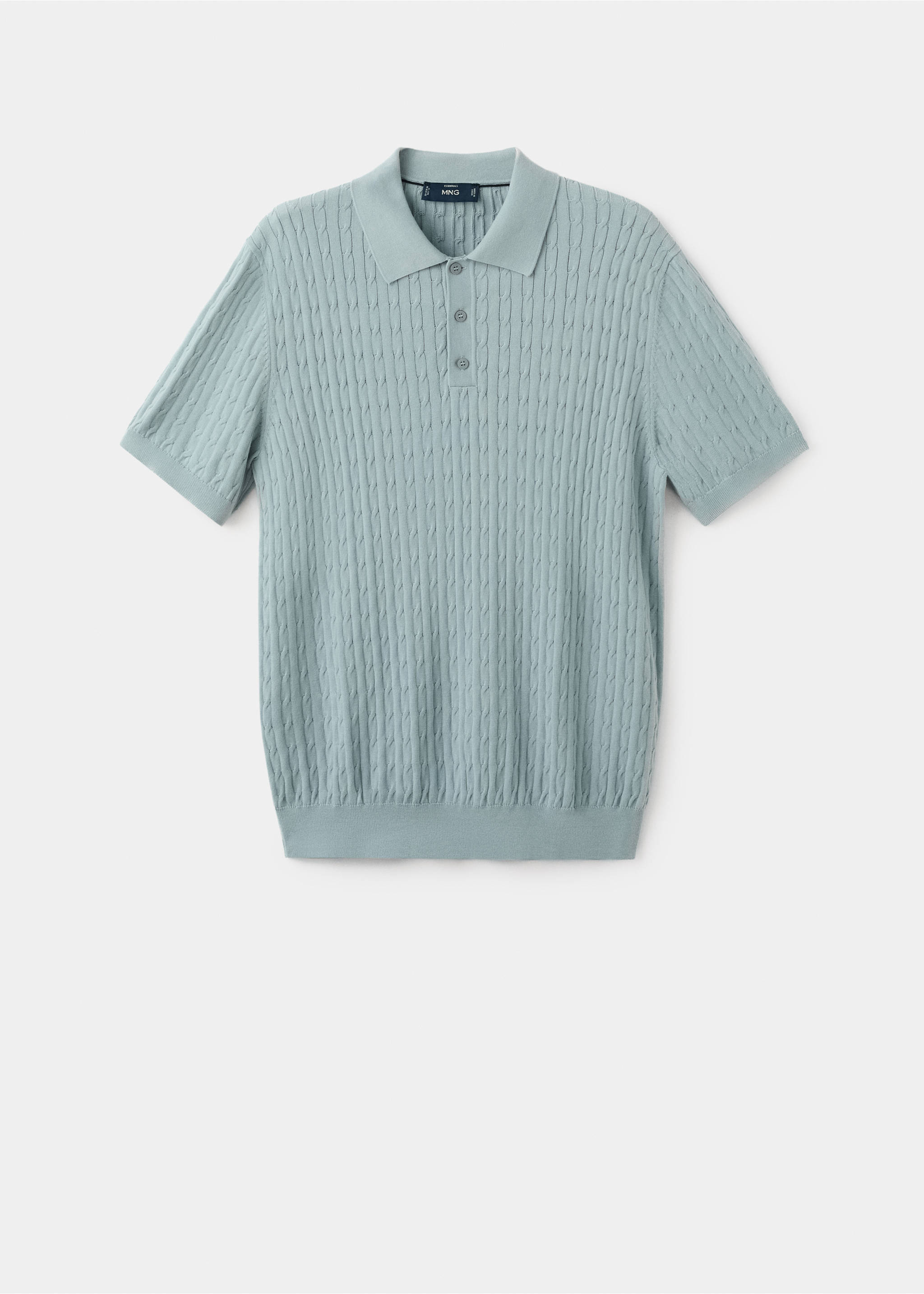 Polo punto trenzado 100% algodón - Artículo sin modelo, Verde agua. Ref: 27035946-00.