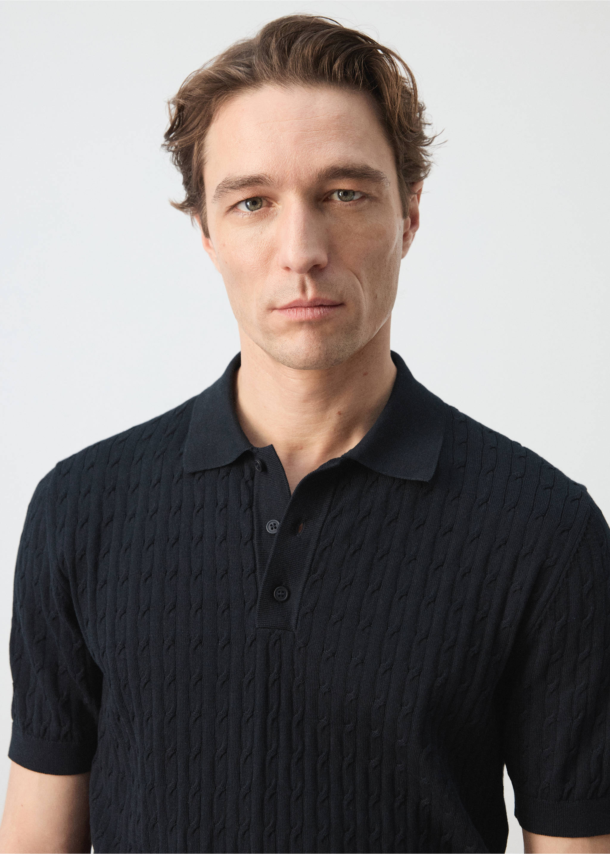 Polo punto trenzado 100% algodón - Detalle del artículo 1, Azul noche. Ref: 27035946-00.