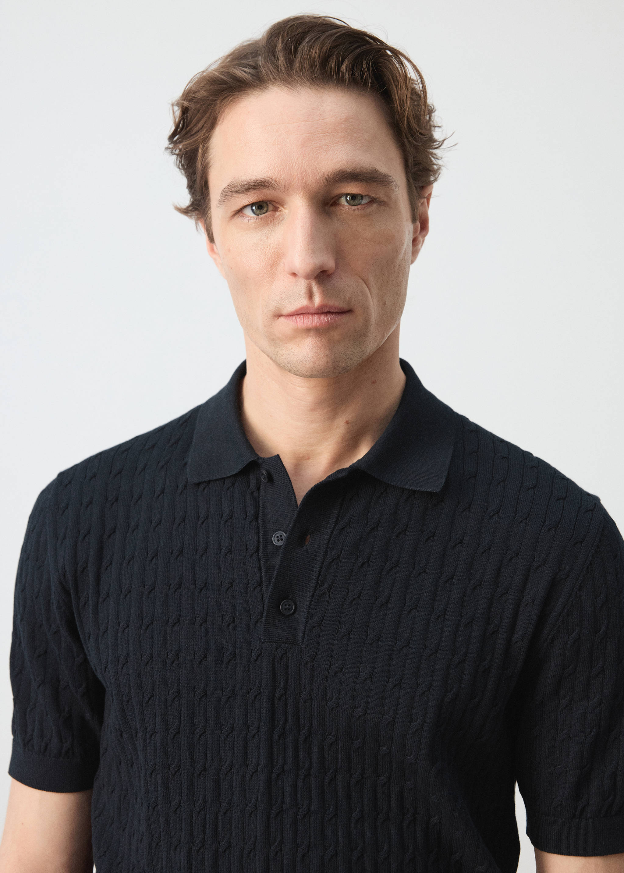 قميص بولو محبوك ومضفر من القطن بنسبة 100% - تفاصيل المنتج 1