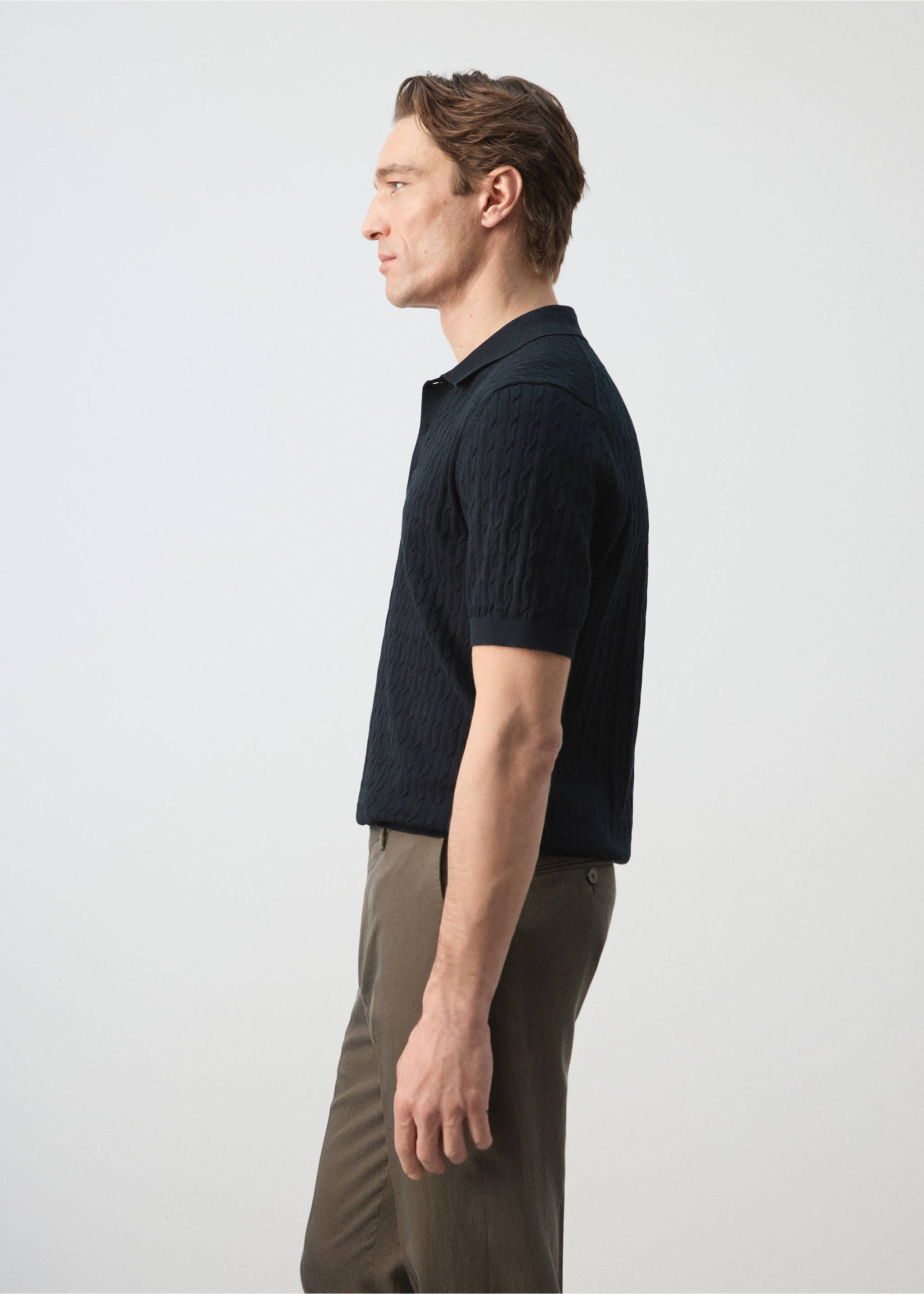 Polo punto trenzado 100% algodón - Detalle del artículo 2, Azul noche. Ref: 27035946-00.