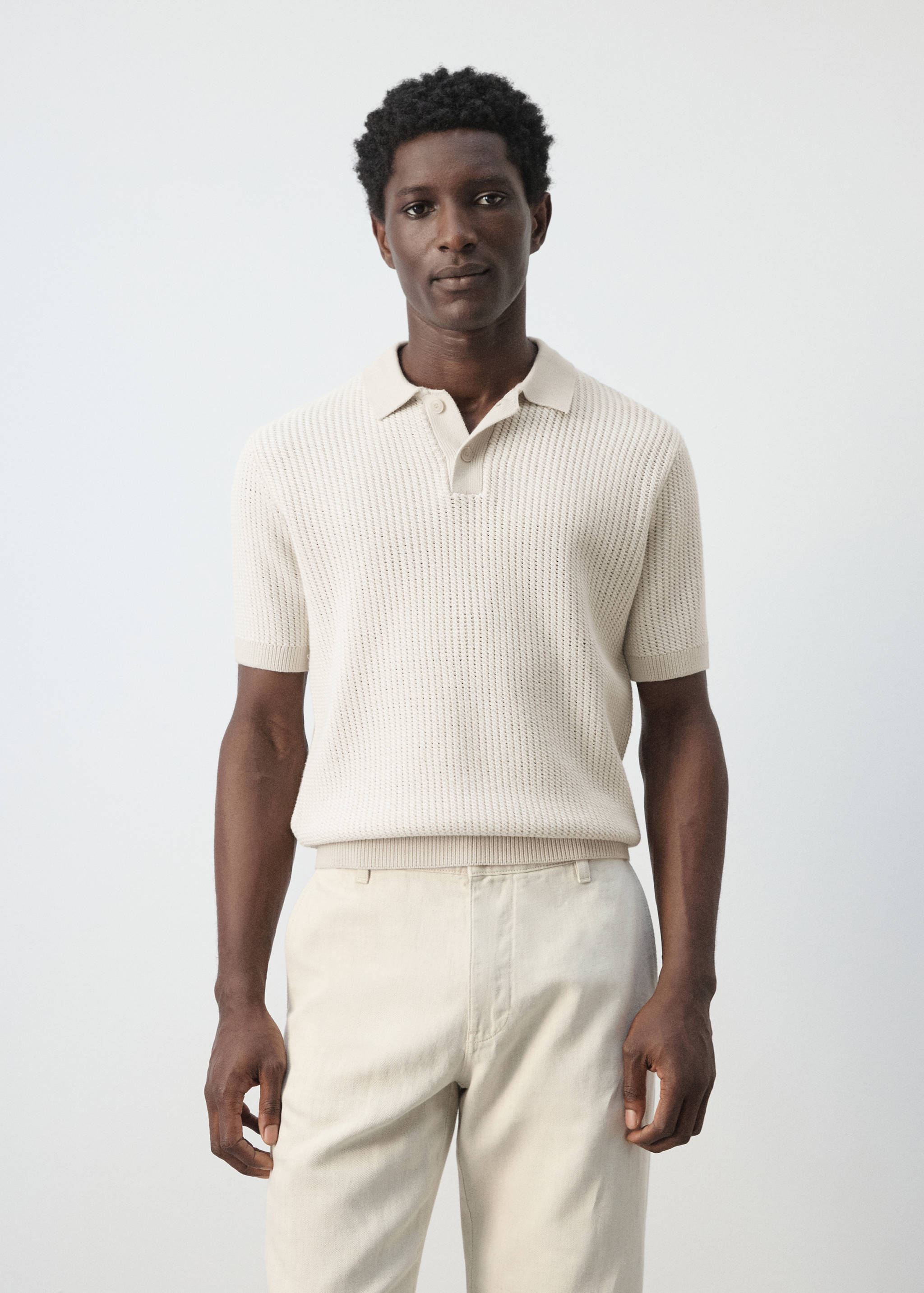 Polo punto algodón textura - Plano medio