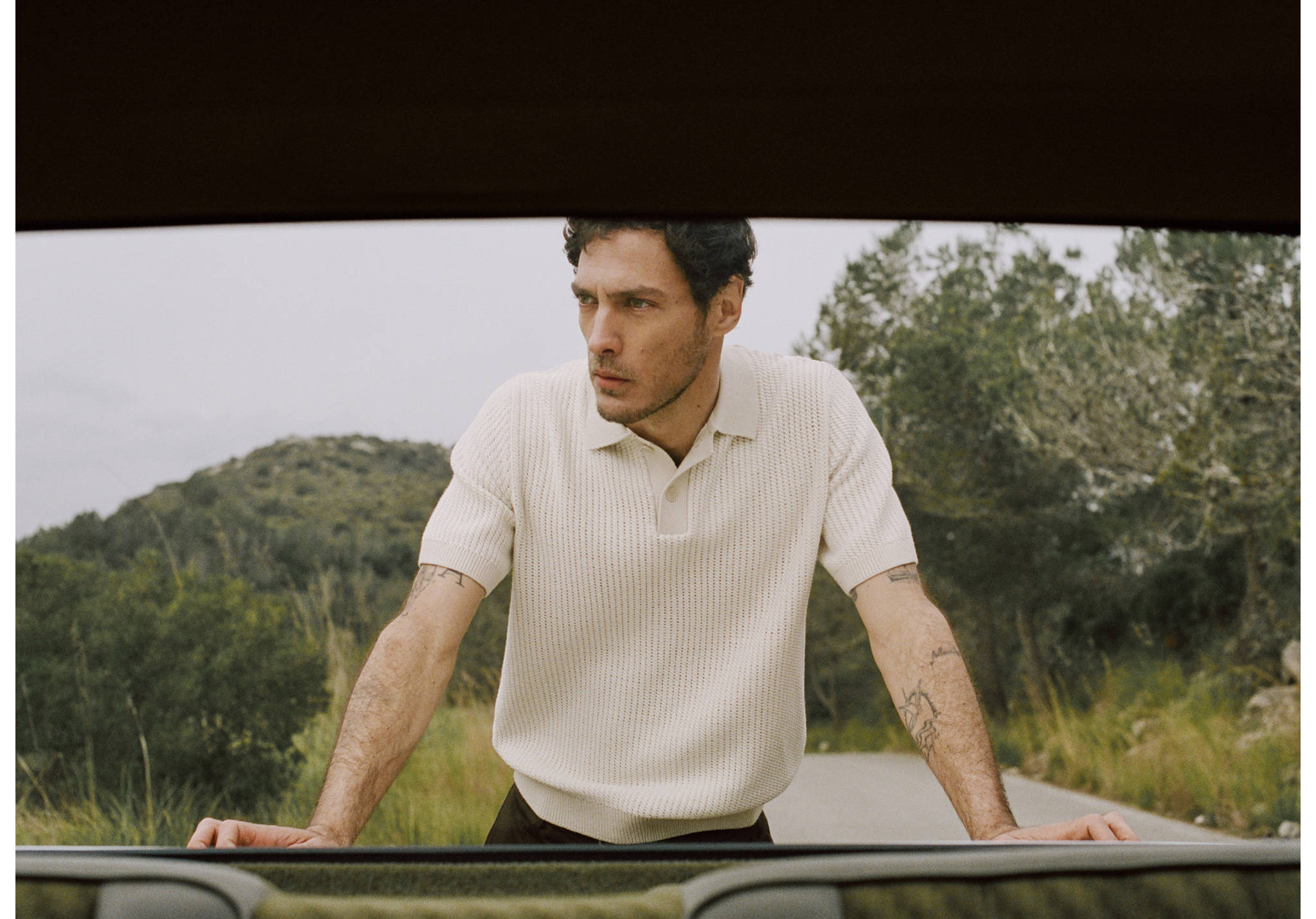 Polo maille coton texturé - Plan panoramique