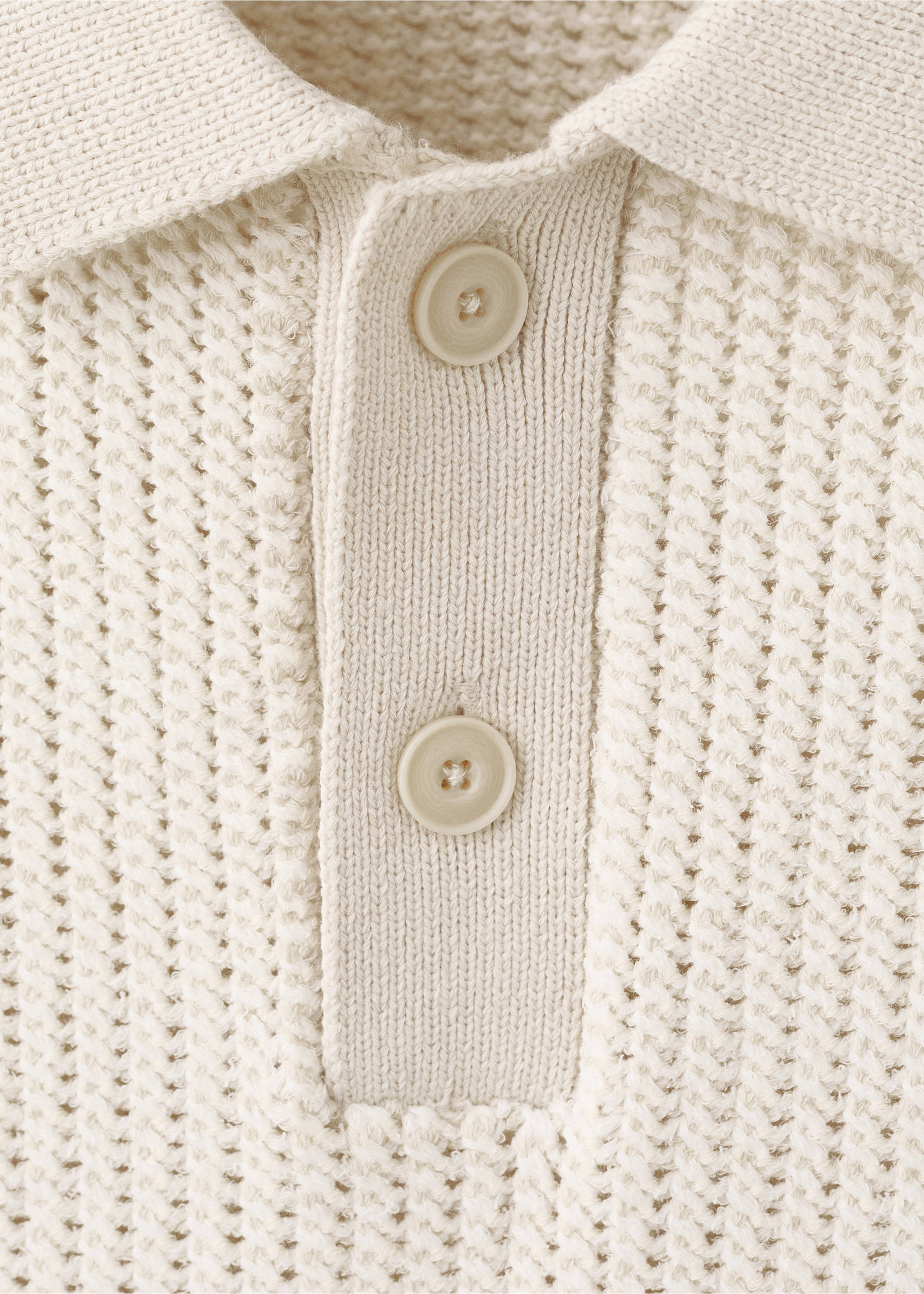 Polo punto algodón textura - Detalle del artículo 8, Blanco roto. Ref: 27035947-00.