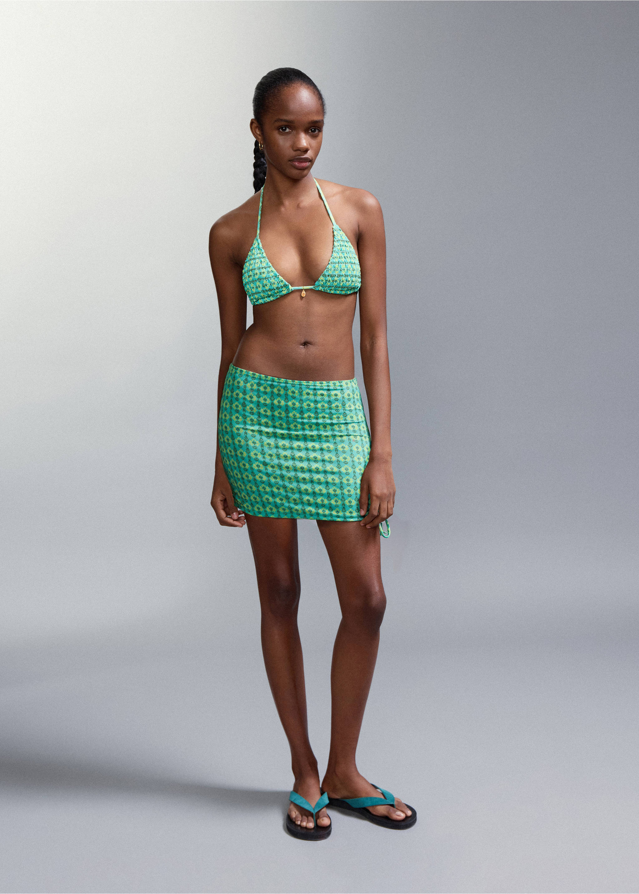 Двухцветное бикини с плавками средней посадки - Деталь изделия 2, Бирюзовый. Ref: 27035948-00.