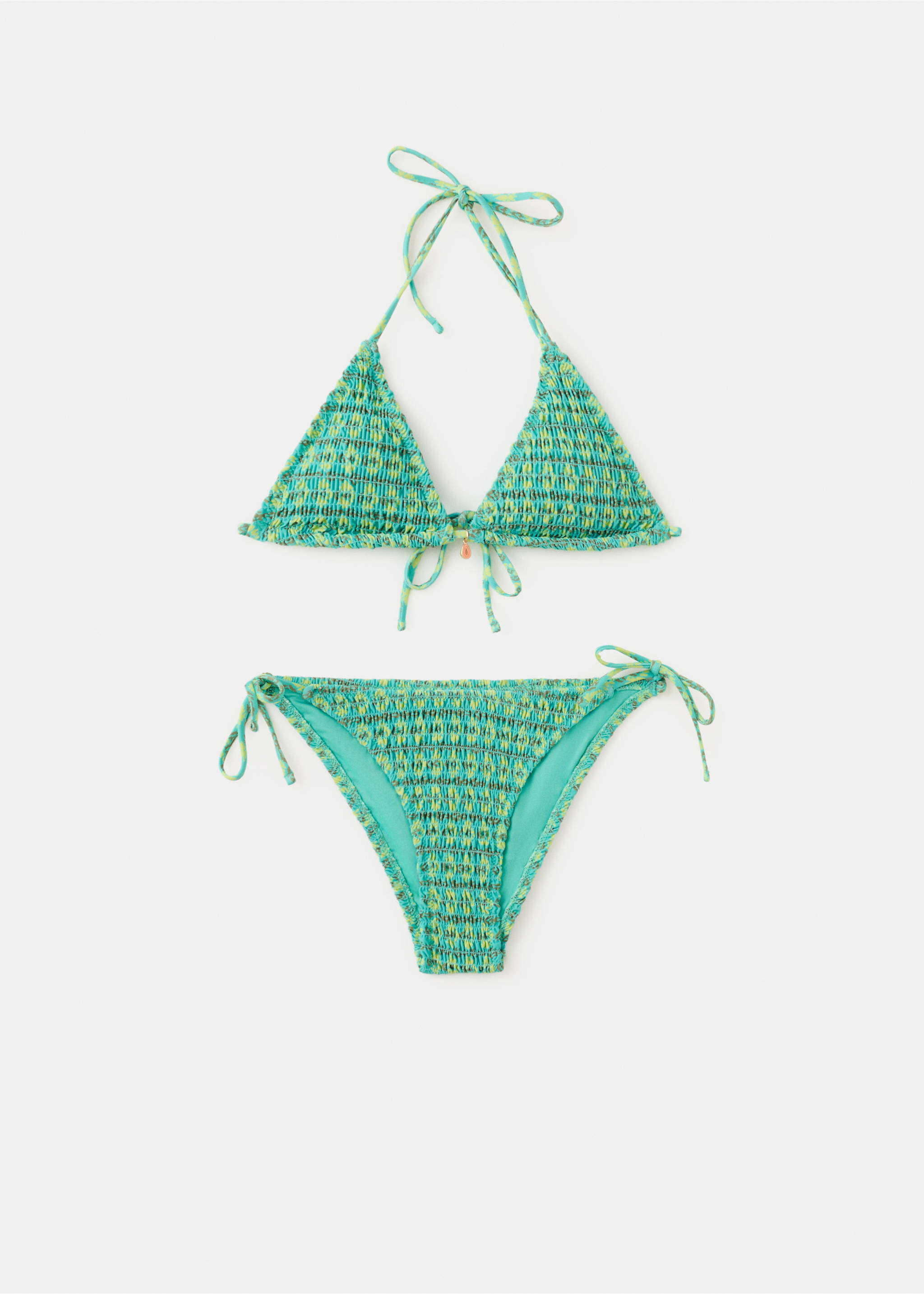 Двухцветное бикини с плавками средней посадки - Изделие без модели, Бирюзовый. Ref: 27035948-00.