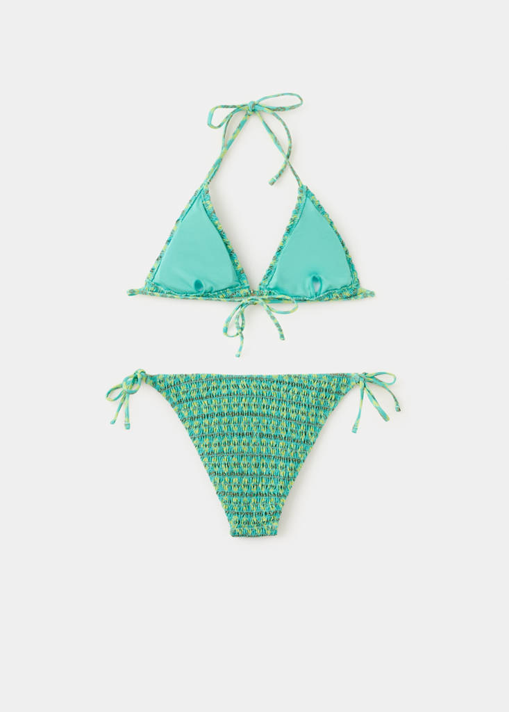 Two-tone bikini with medium-rise bottoms — Turquoise