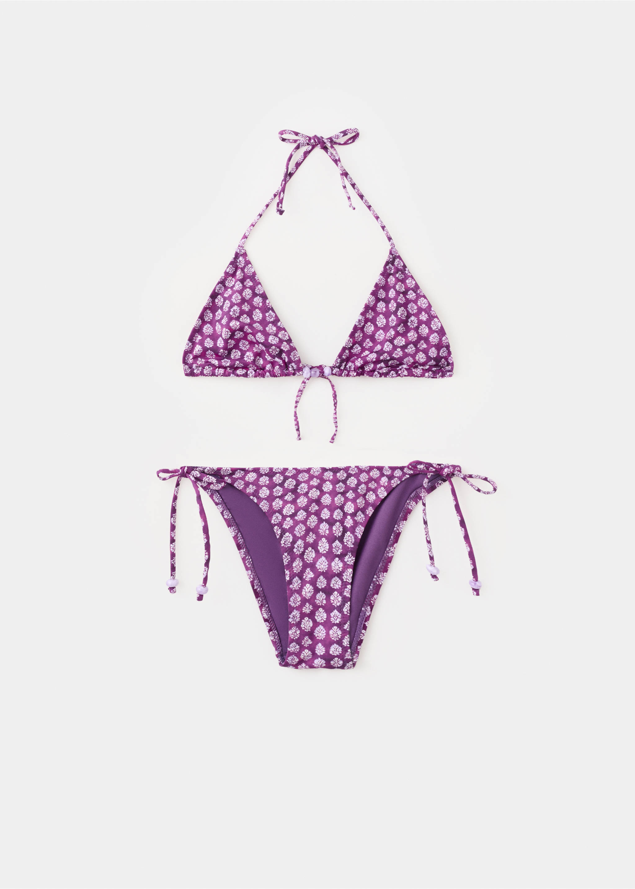 Cvjetni bikini s gaćicama srednje visokog struka - Artikl bez modela, Ljubičasta. Ref: 27035949-00.