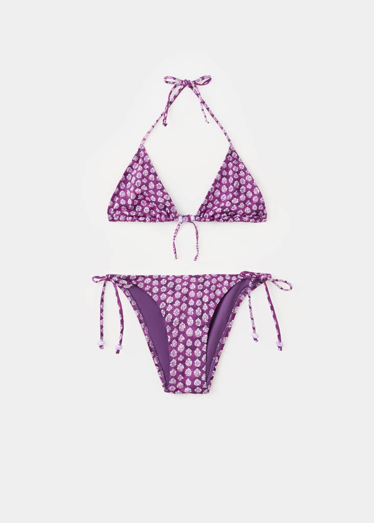 Floral bikini with medium coverage bottoms — Purple