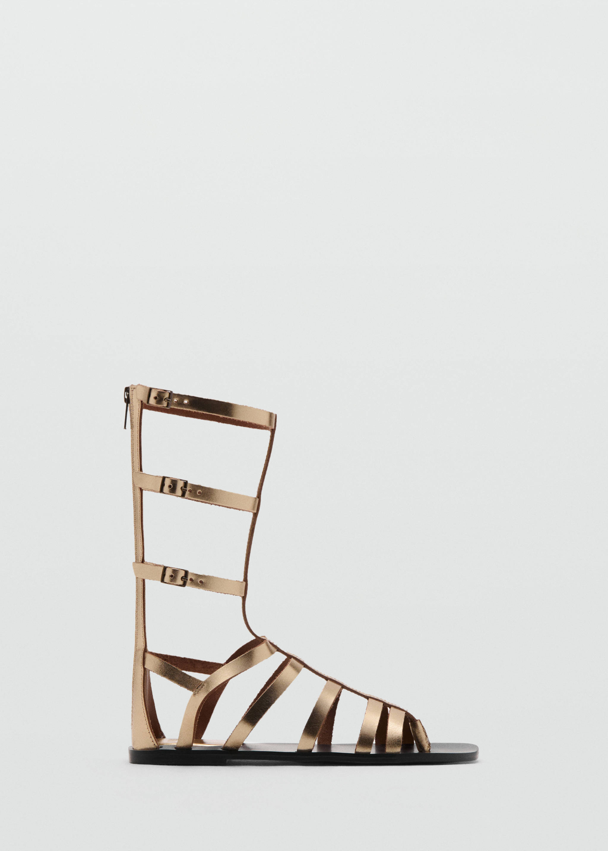 Кожаные римские сандалии с металлизированной отделкой - Изделие без модели
