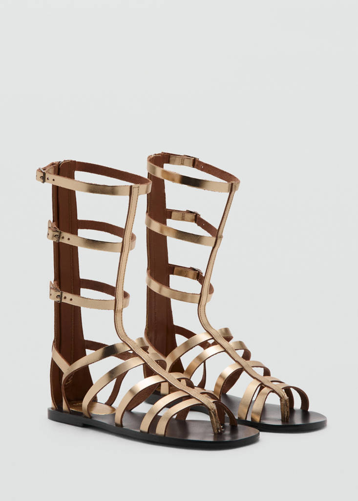 Metallic leather Roman sandals — Gold