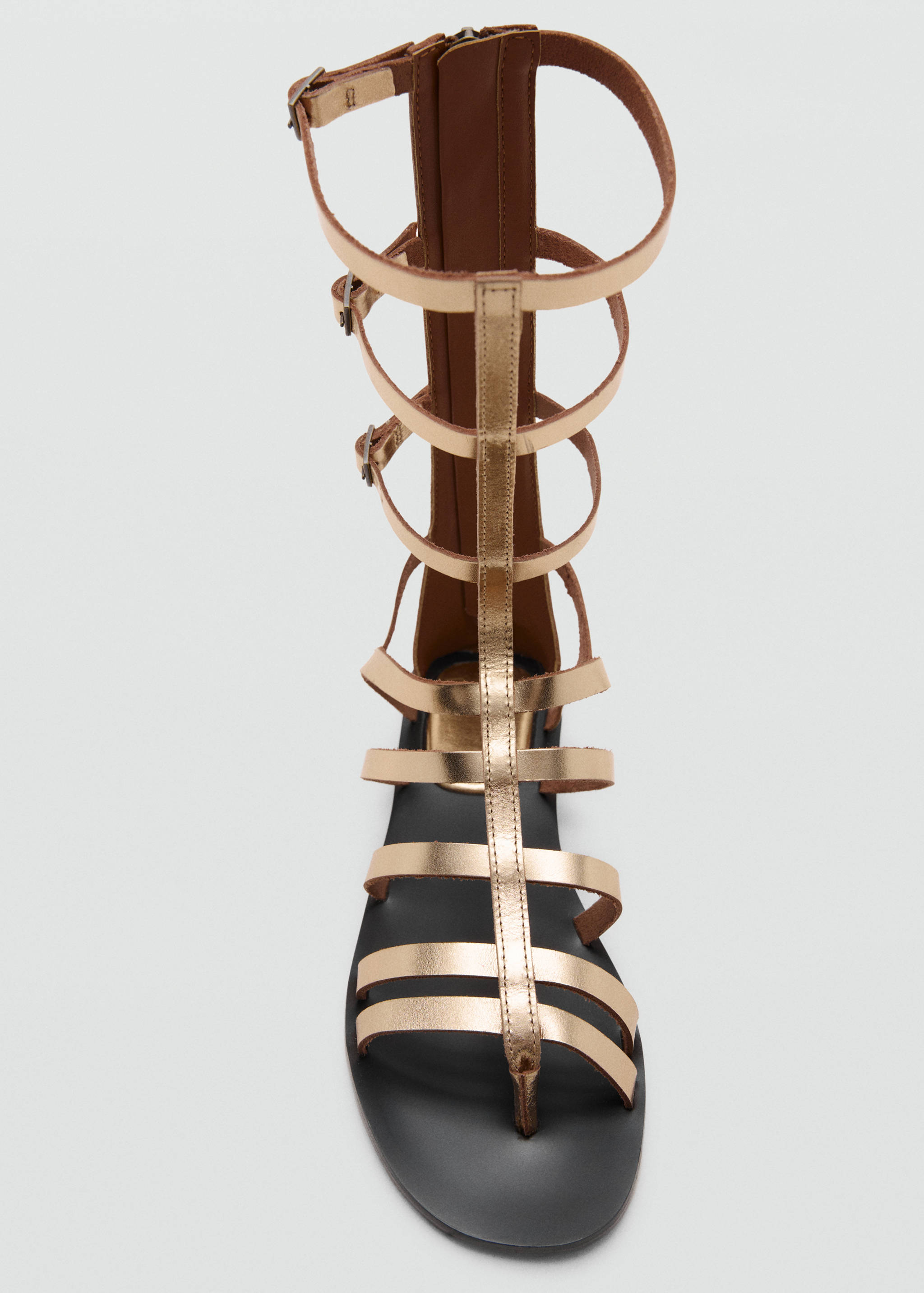 Кожаные римские сандалии с металлизированной отделкой - Деталь изделия 2