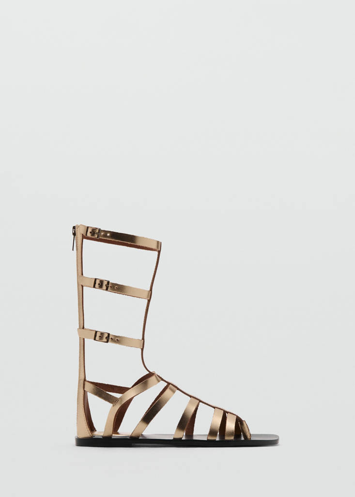 Metallic leather Roman sandals — Gold