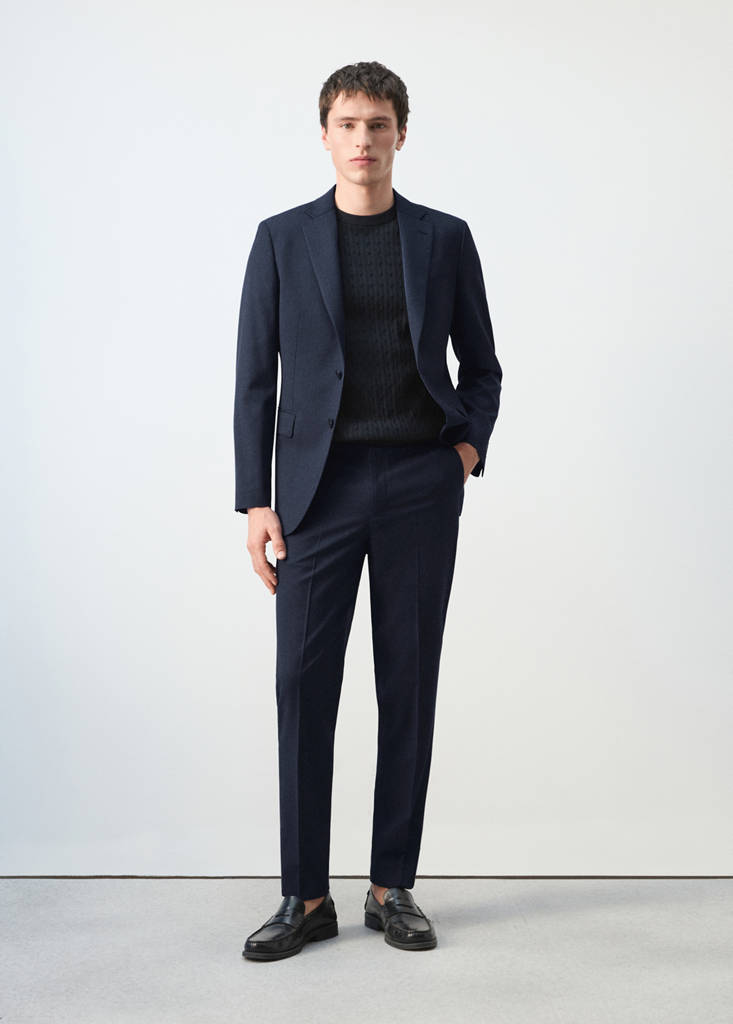 Turin 100% wool suit trousers — Ink Blue