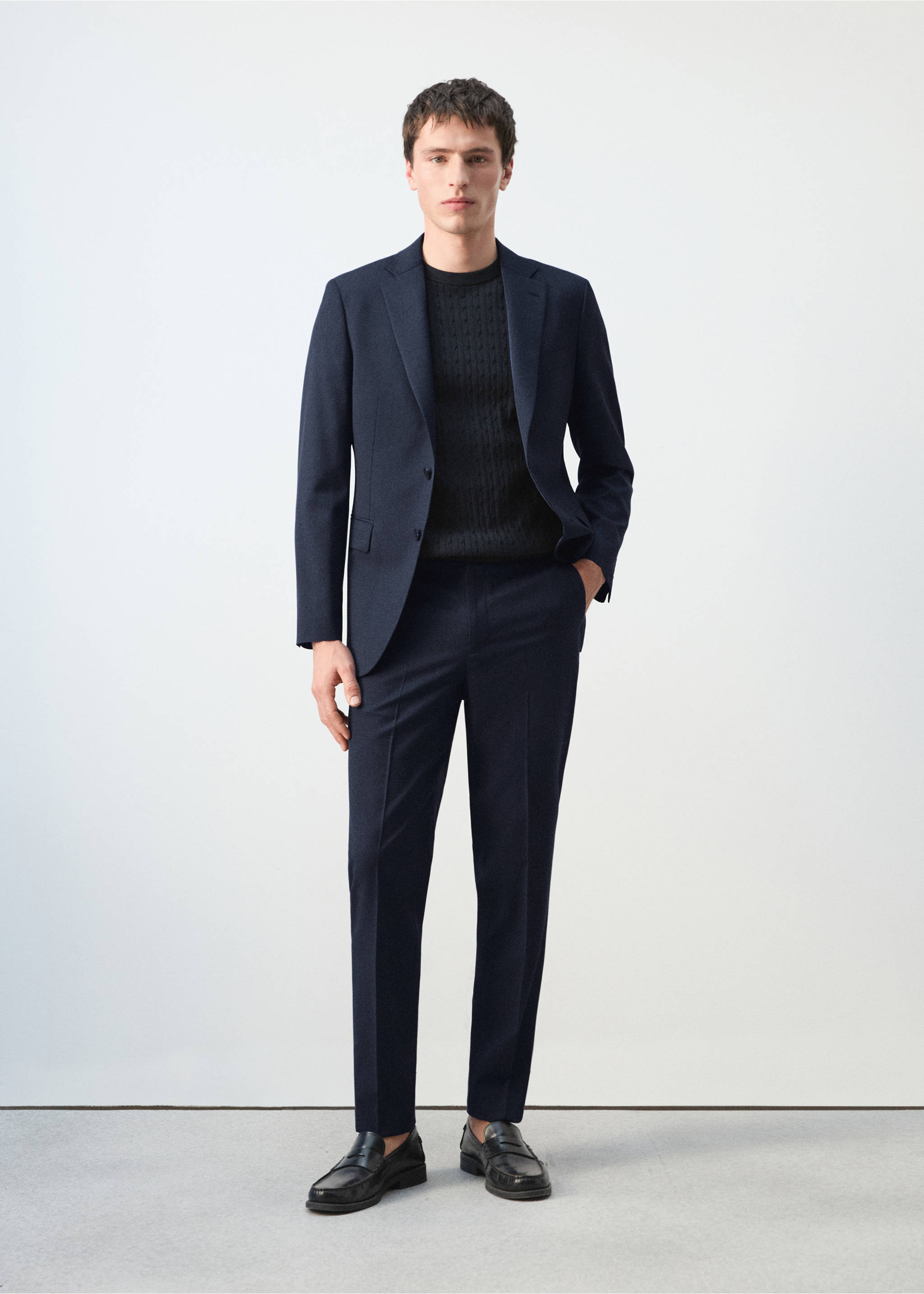 بدلة بنطلون تورينو 100% صوف - رؤية عامة, أزرق بلون الحبر. Ref: 27061270-00.