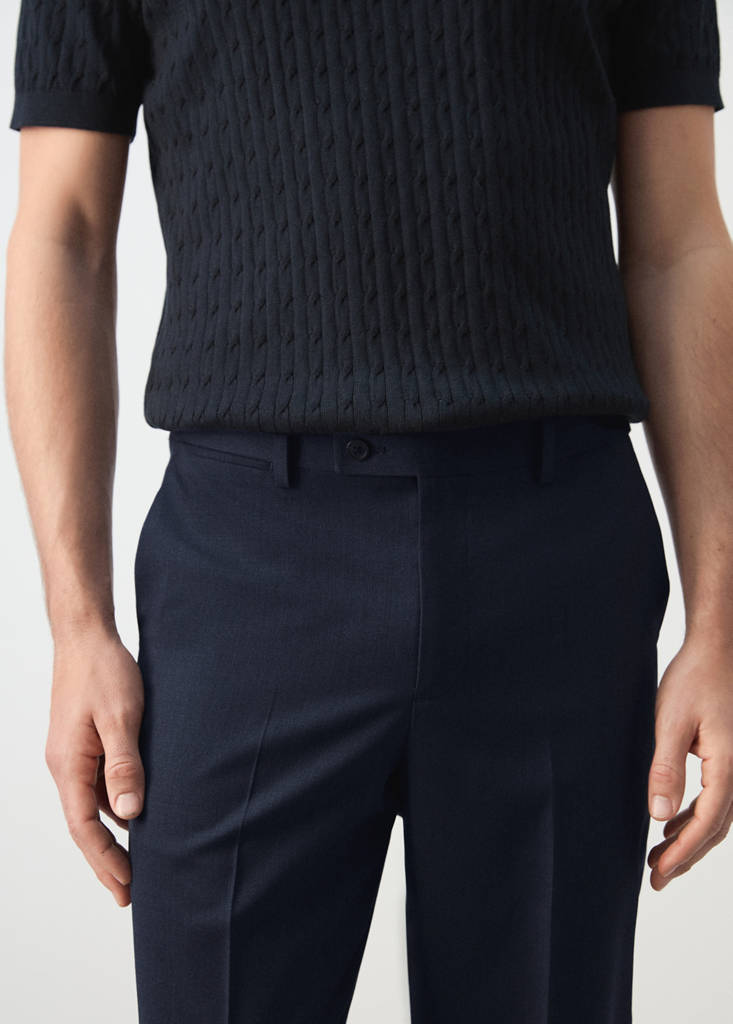 Turin 100% wool suit trousers — Ink Blue