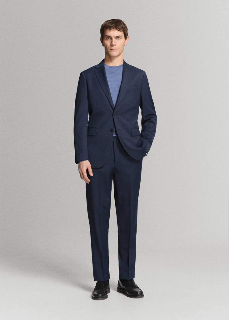 Turin 100% wool suit trousers — Ink Blue