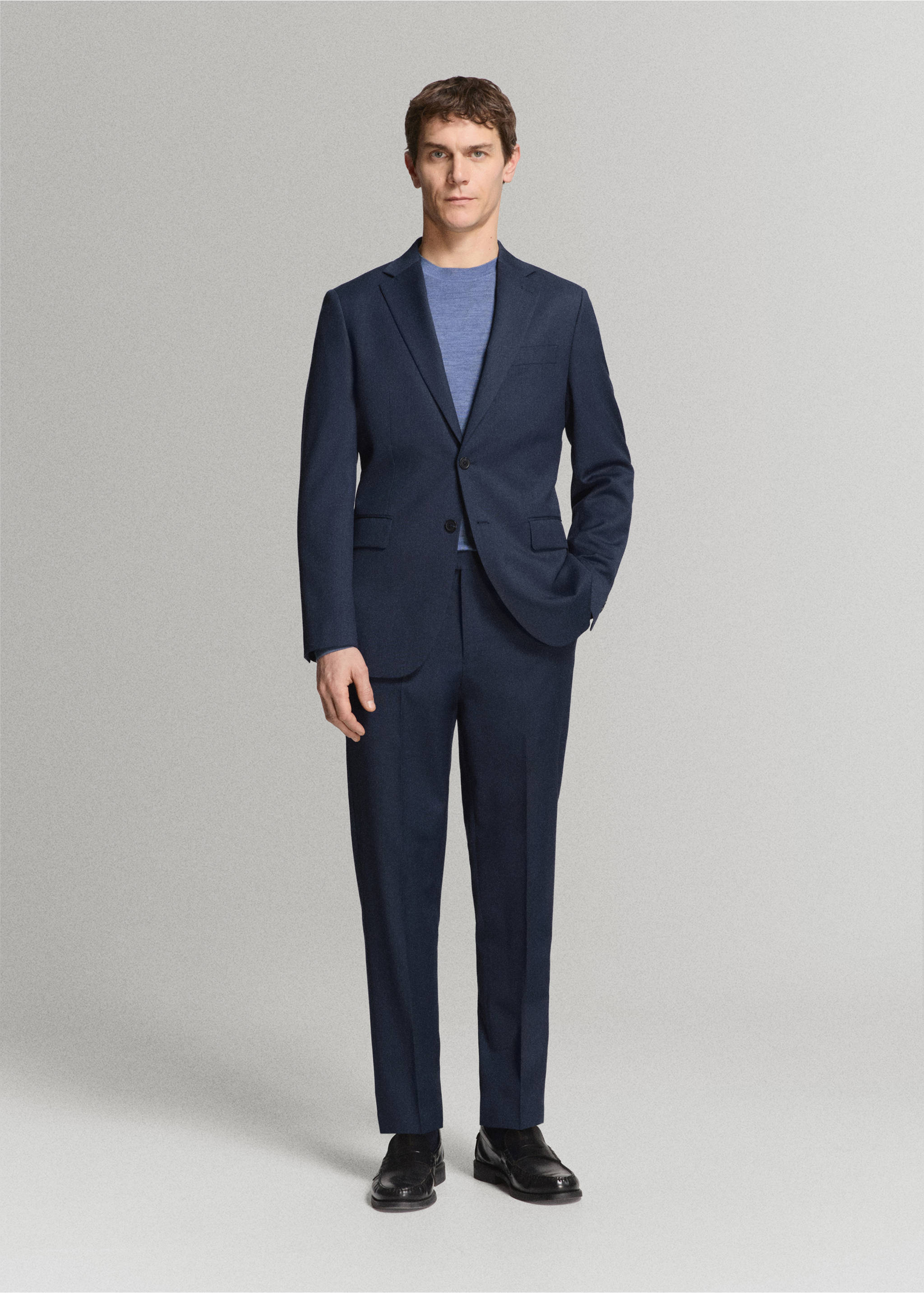 Turin 100% wool suit trousers - General plane, Ink Blue. Ref: 27035951-02.