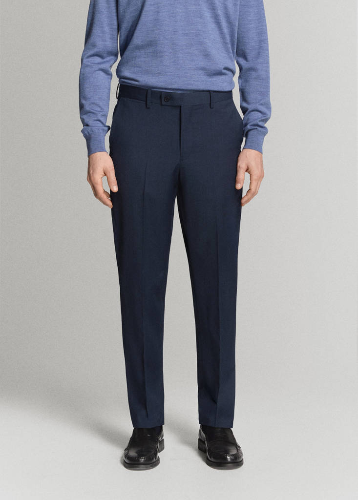 Turin 100% wool suit trousers — Ink Blue