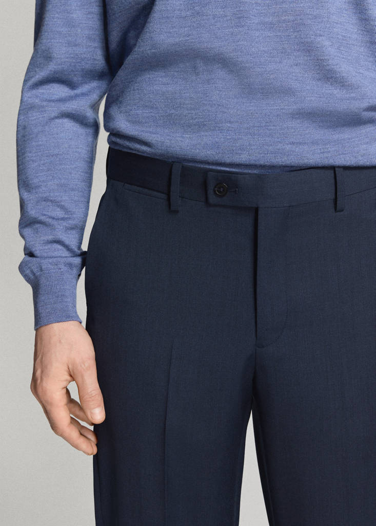 Turin 100% wool suit trousers — Ink Blue