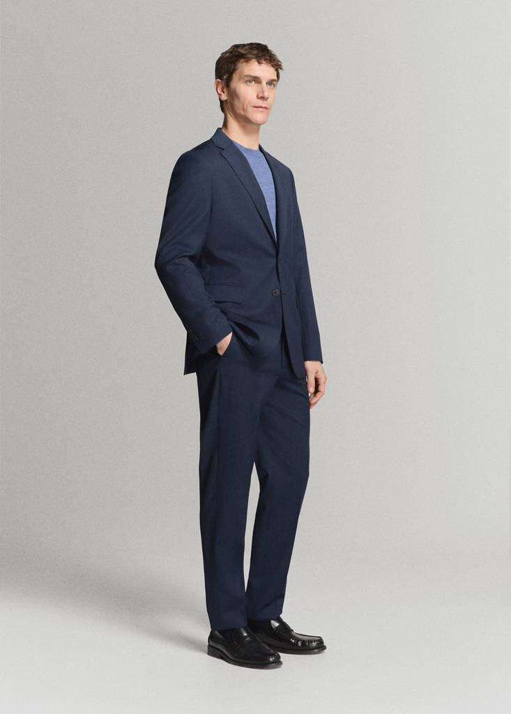 Turin 100% wool suit trousers — Ink Blue