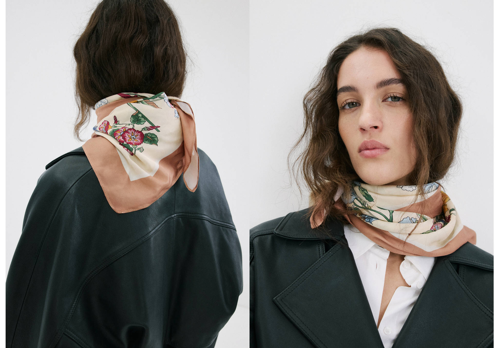 Foulard satiné fleurs - Plan panoramique