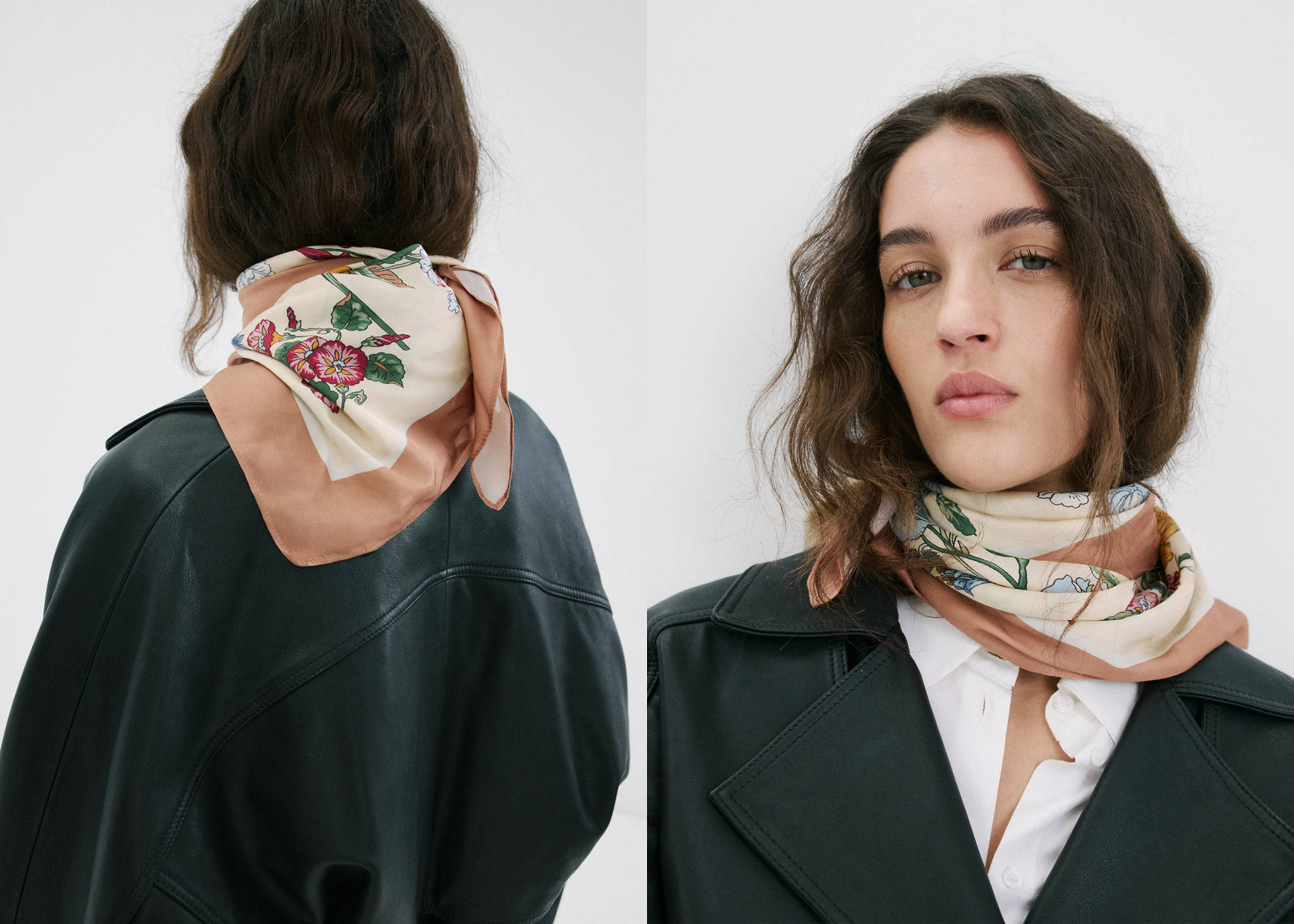 Floral satin scarf - Panoramic plane