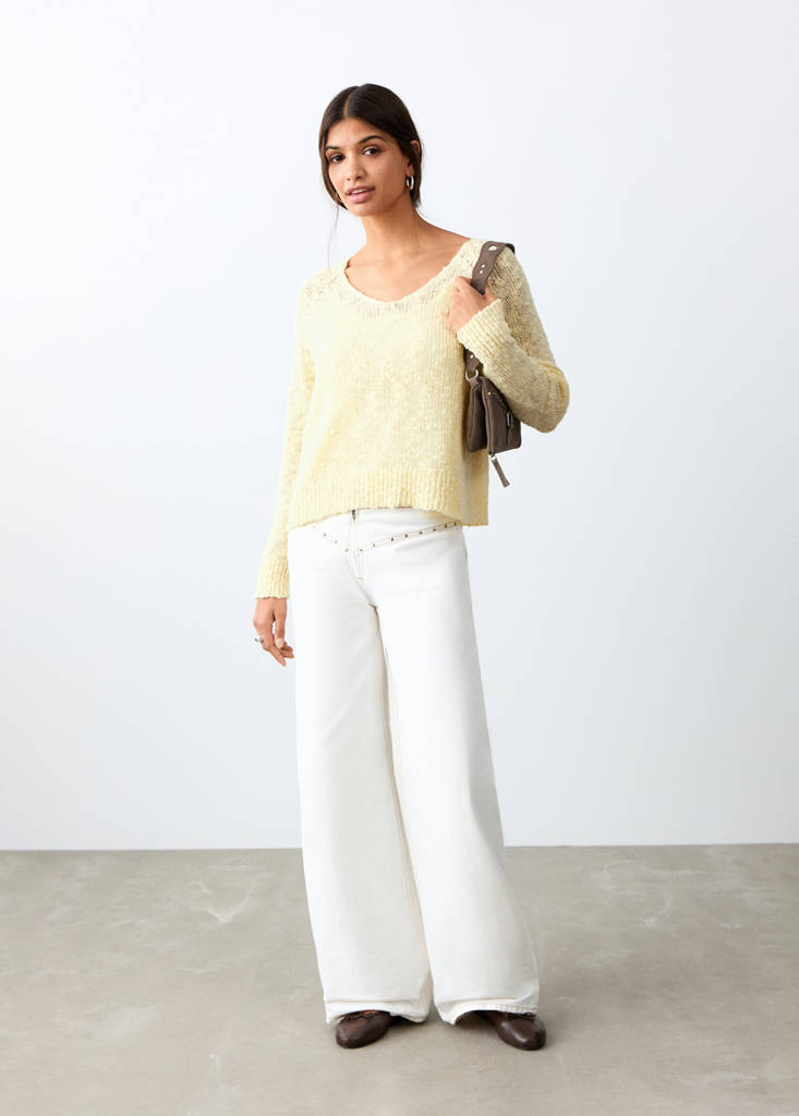 Feinstrick-Pullover — Gelb