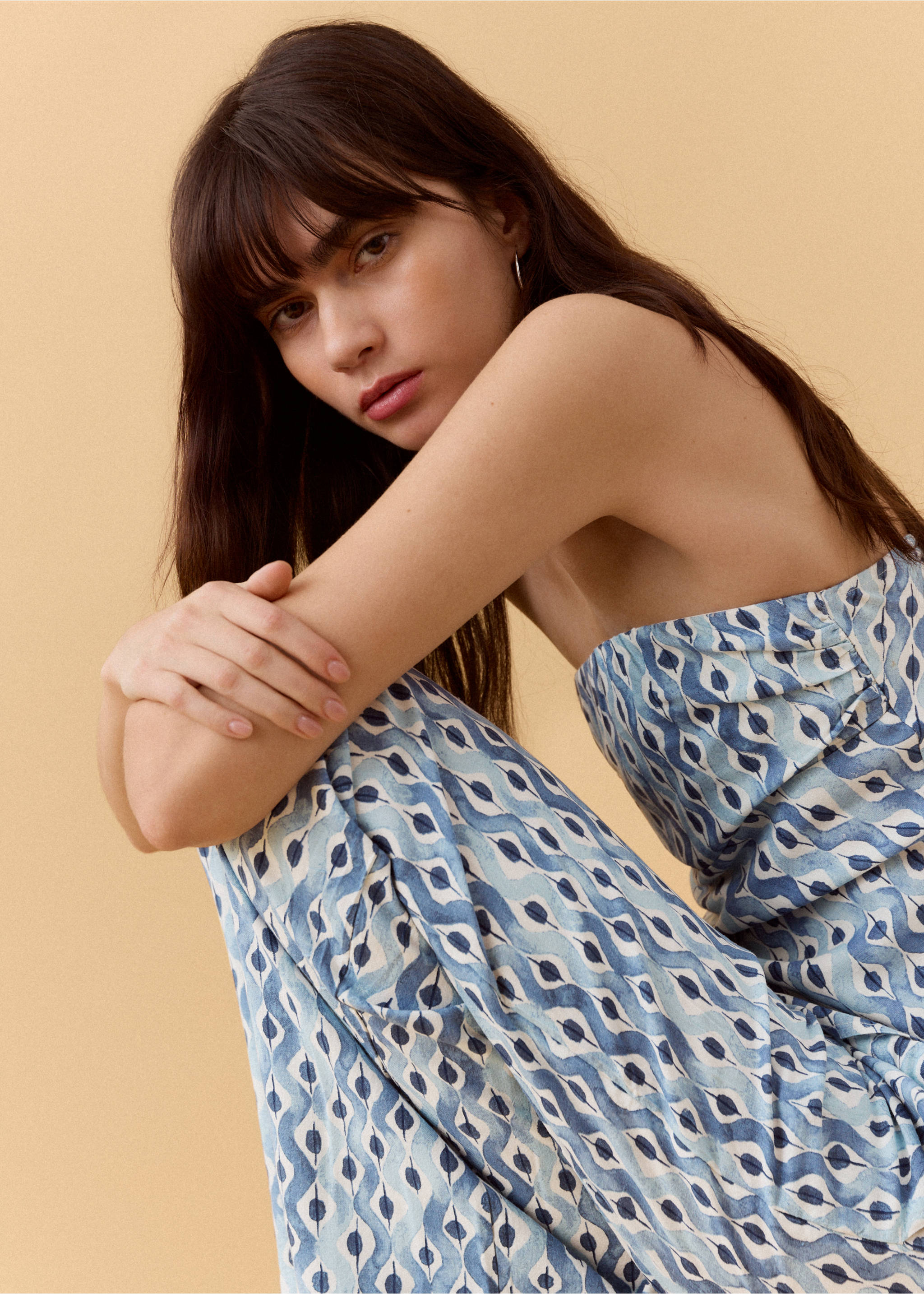 Асимметричный топ с принтом - Деталь изделия 2, Небесно-голубой. Ref: 27035958-00.