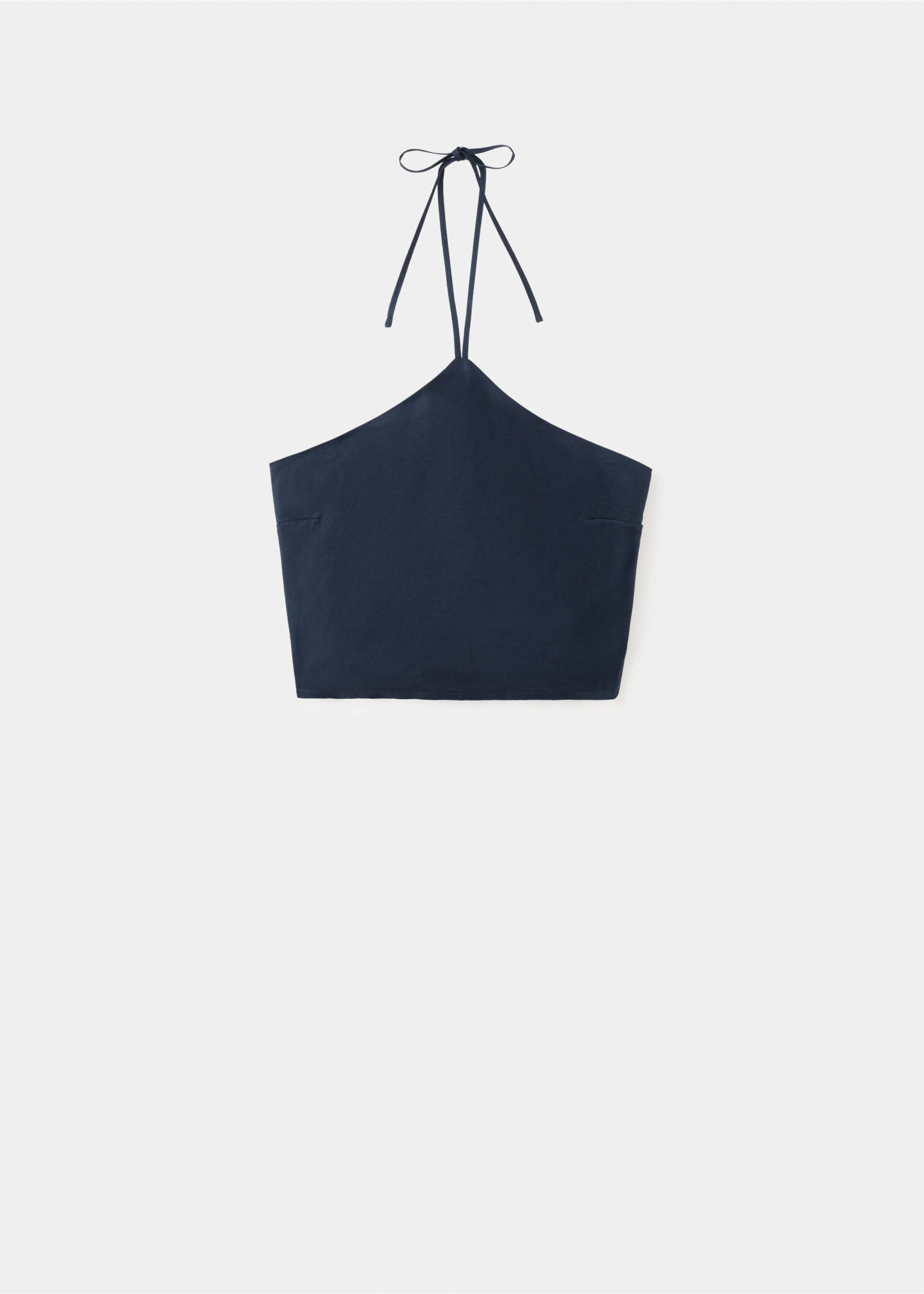 Halter neck tie crop top - Article without model, Navy. Ref: 27035959-00.
