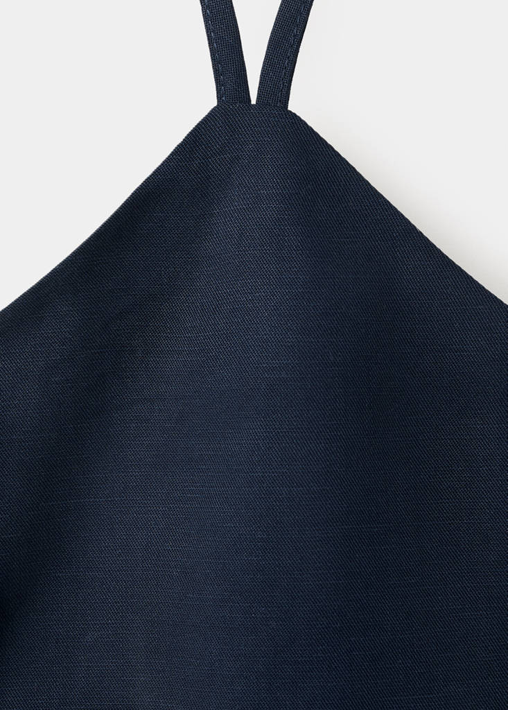 Halter neck tie crop top — Navy