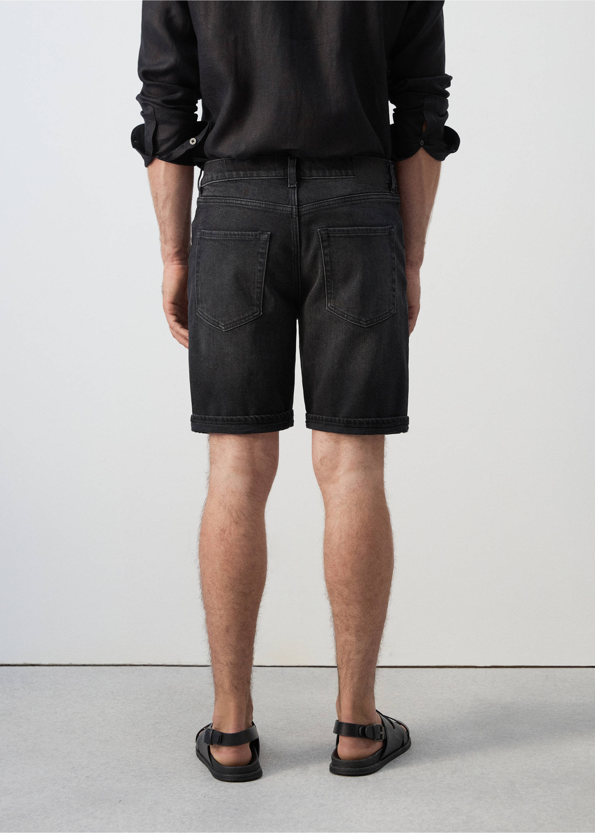 Bermudas vaqueras slim fit - Reverso del artículo, Denim negro. Ref: 27035960-00.