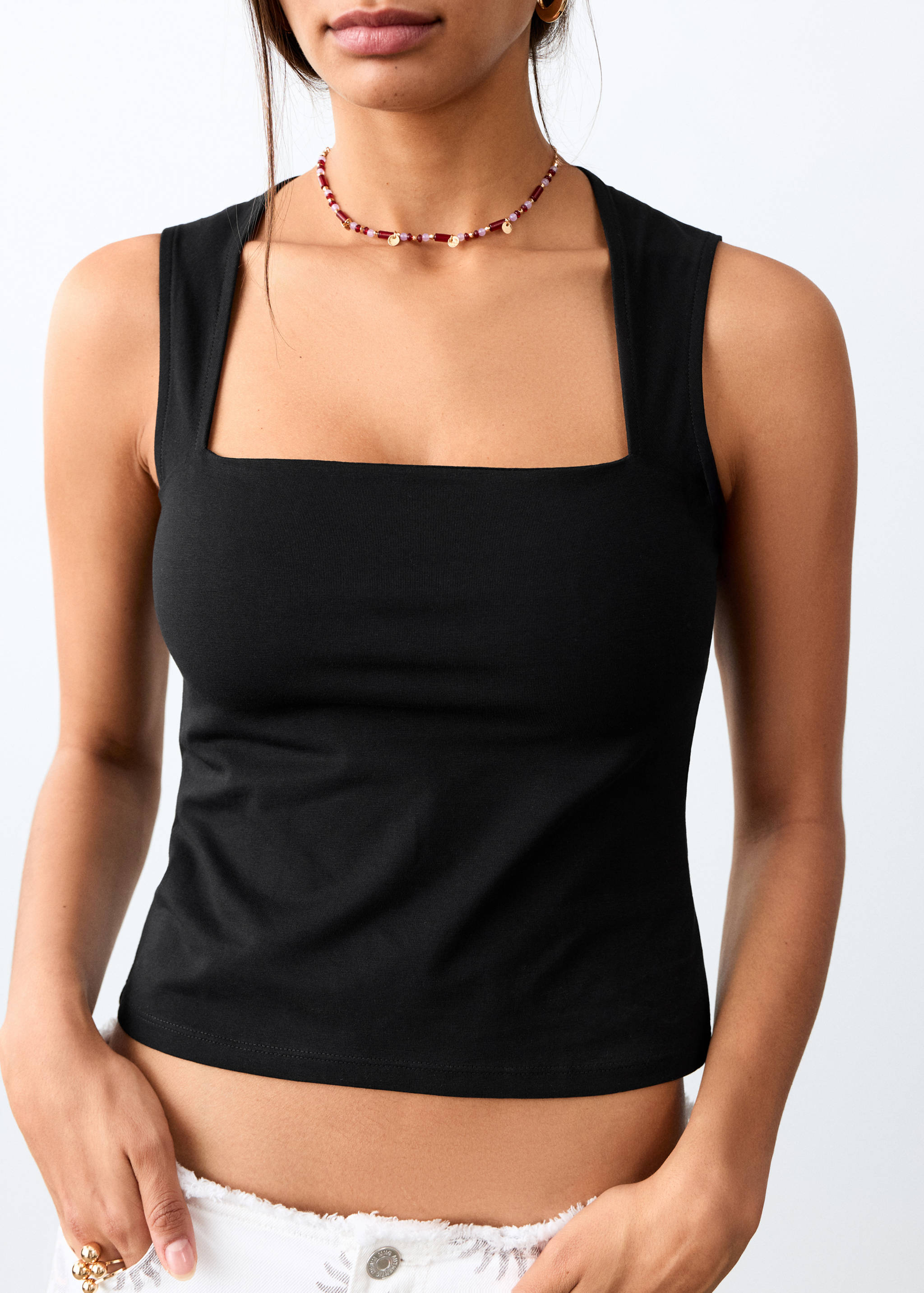 Fitted top with wide straps - Details of the article 6