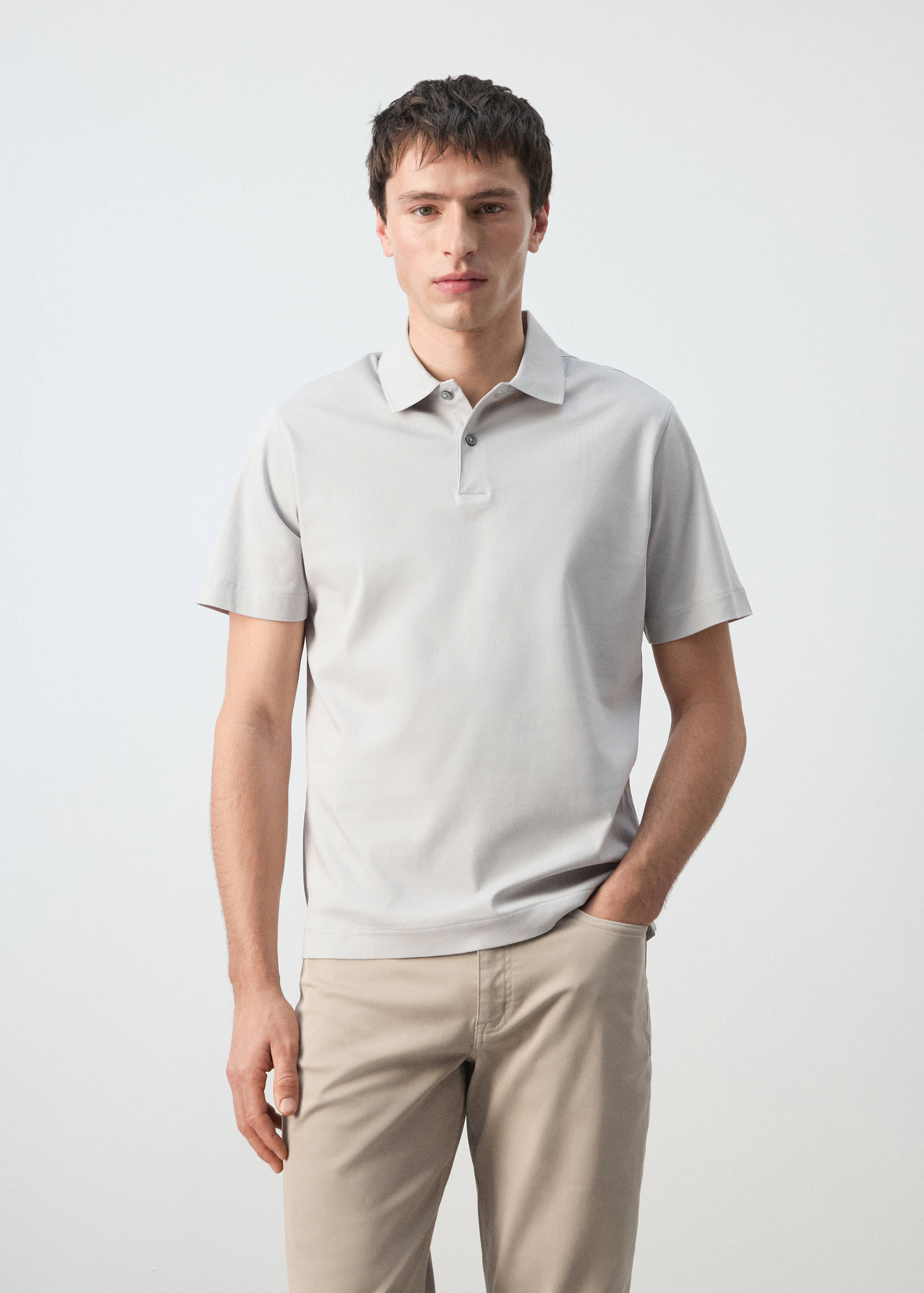 100% cotton fine-knit polo shirt - Medium plane