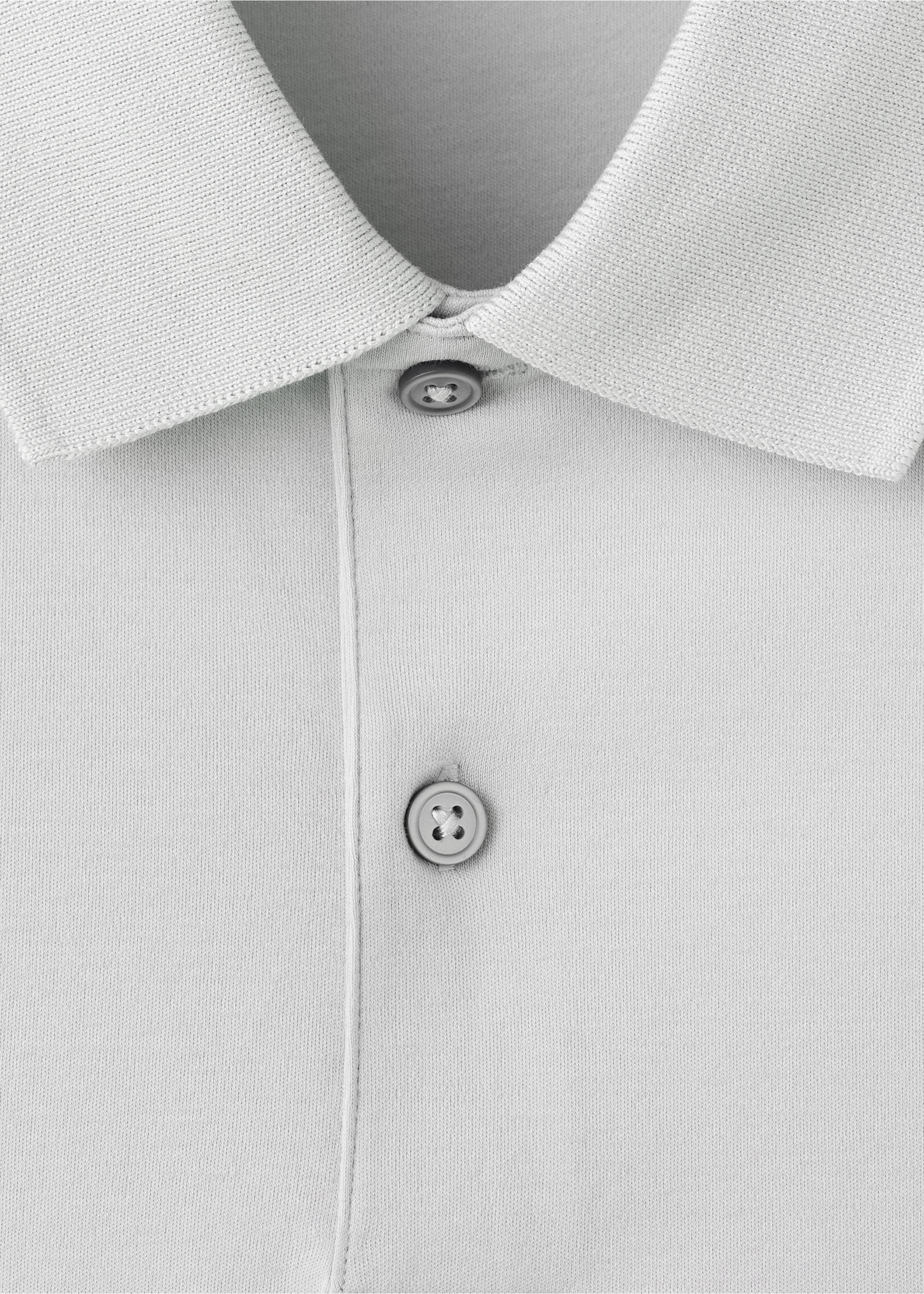 100% cotton fine-knit polo shirt - Details of the article 8, Ice Grey. Ref: 27035964-00.
