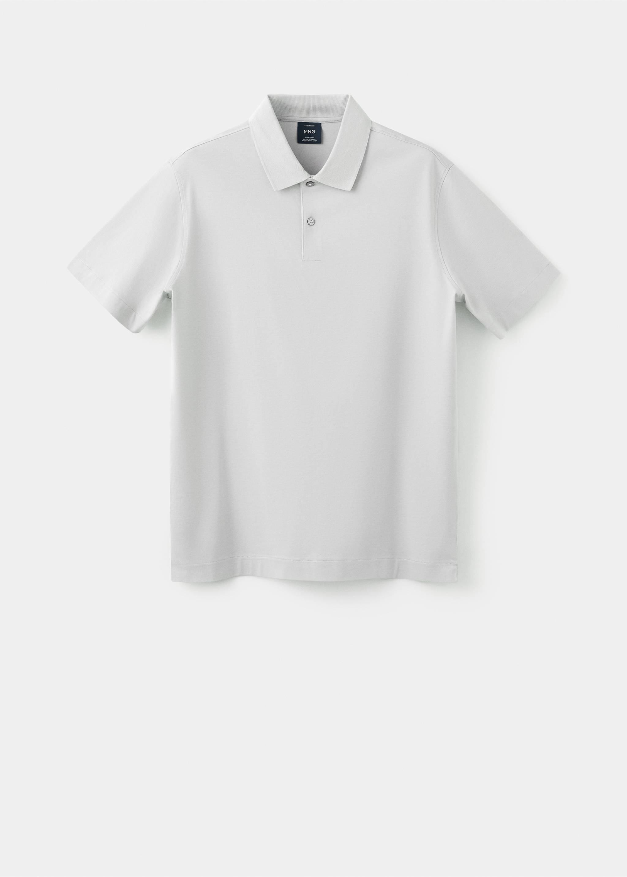 100% cotton fine-knit polo shirt - Article without model, Ice Grey. Ref: 27035964-00.