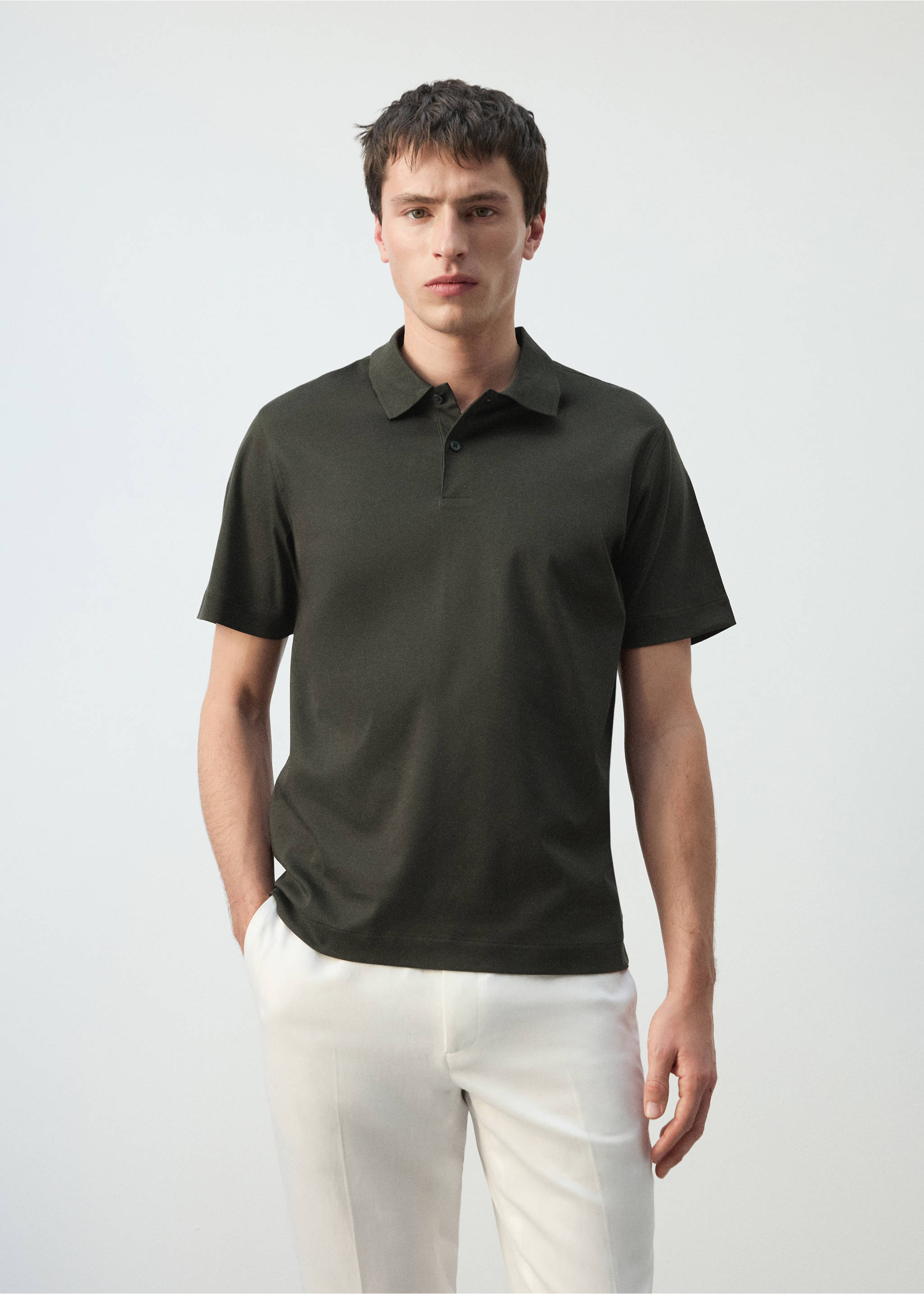 100% cotton fine-knit polo shirt - Medium plane, Chocolate. Ref: 27035964-00.
