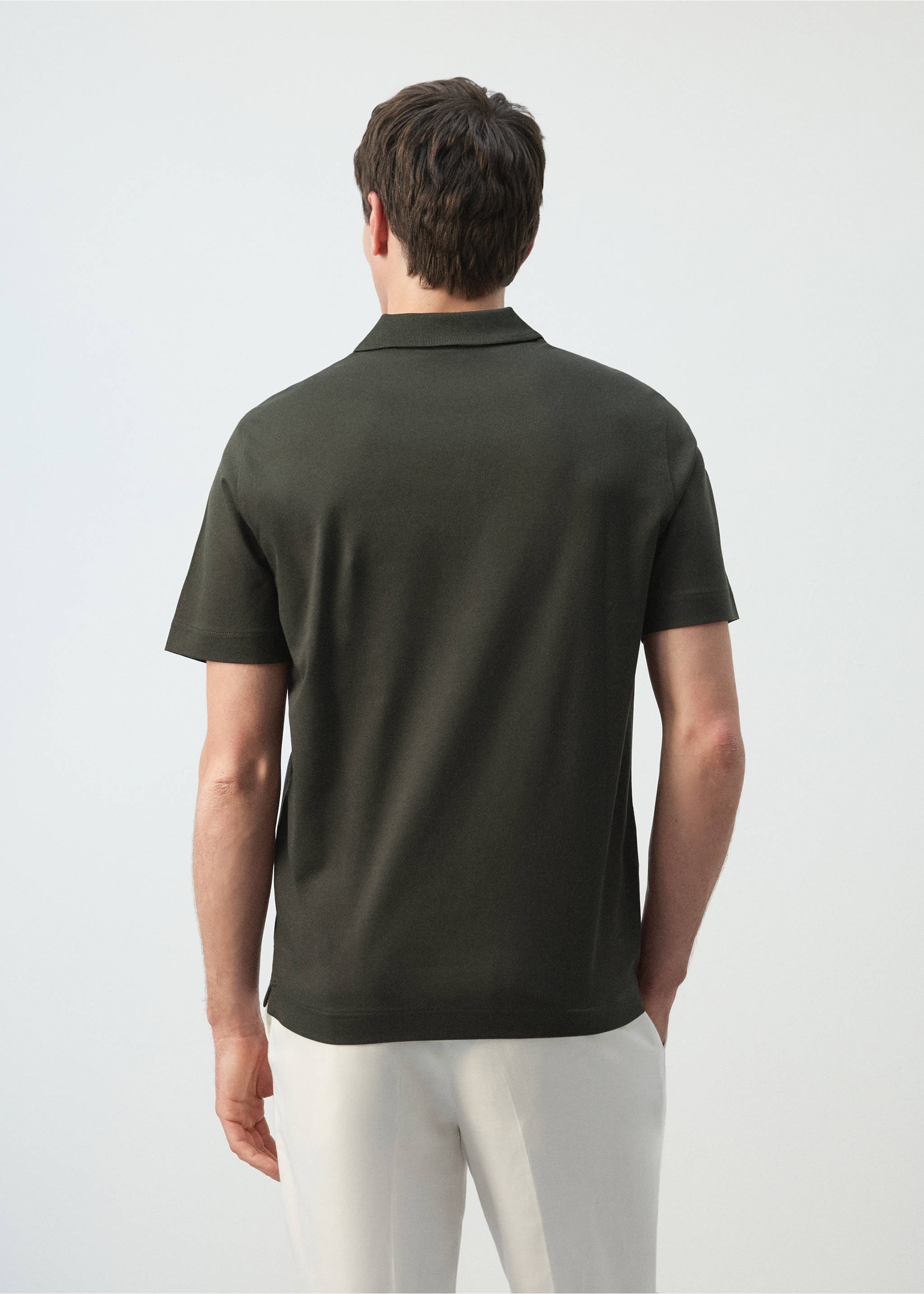 100% cotton fine-knit polo shirt - Reverse of the article, Chocolate. Ref: 27035964-00.