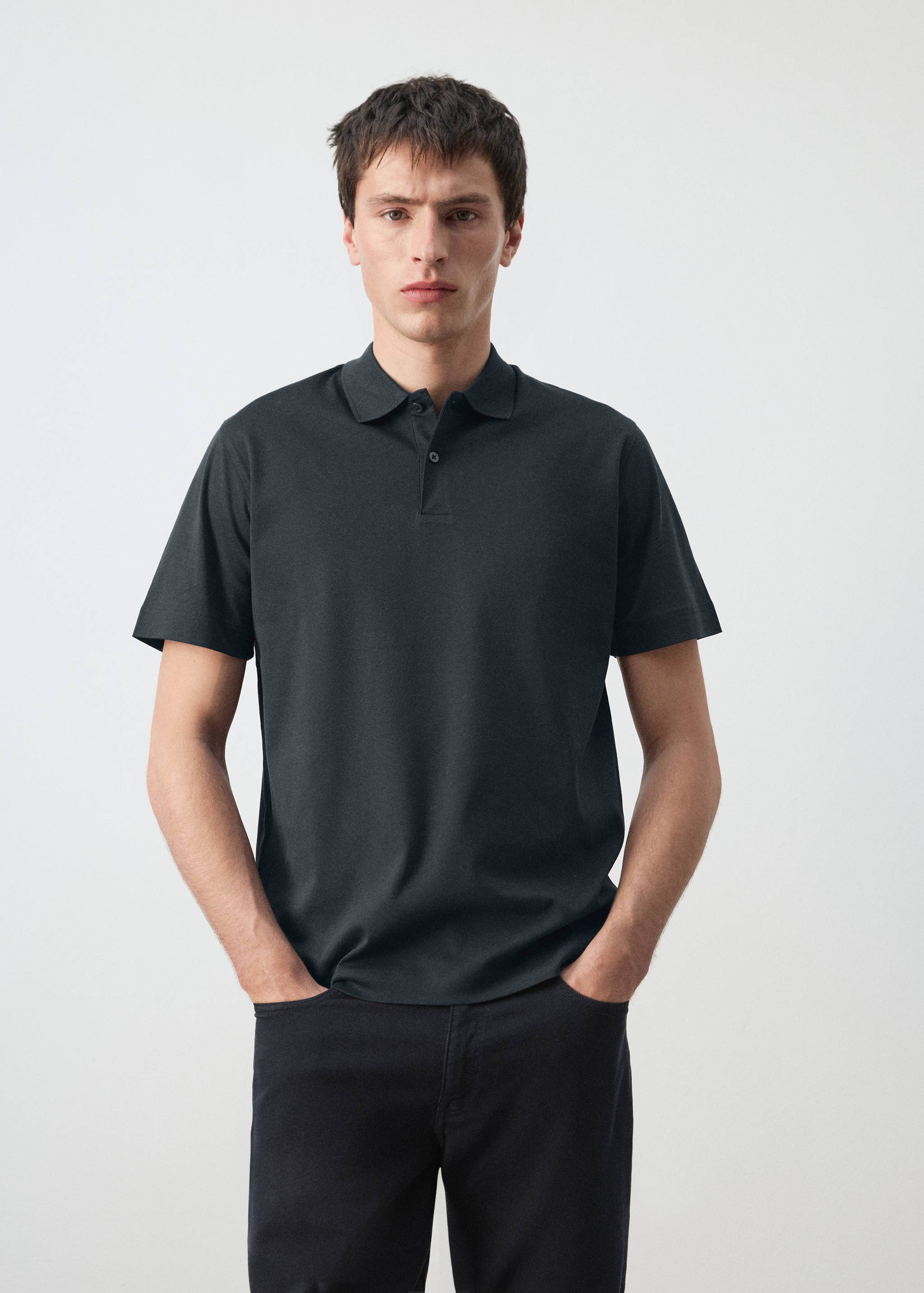100% cotton fine-knit polo shirt - Medium plane