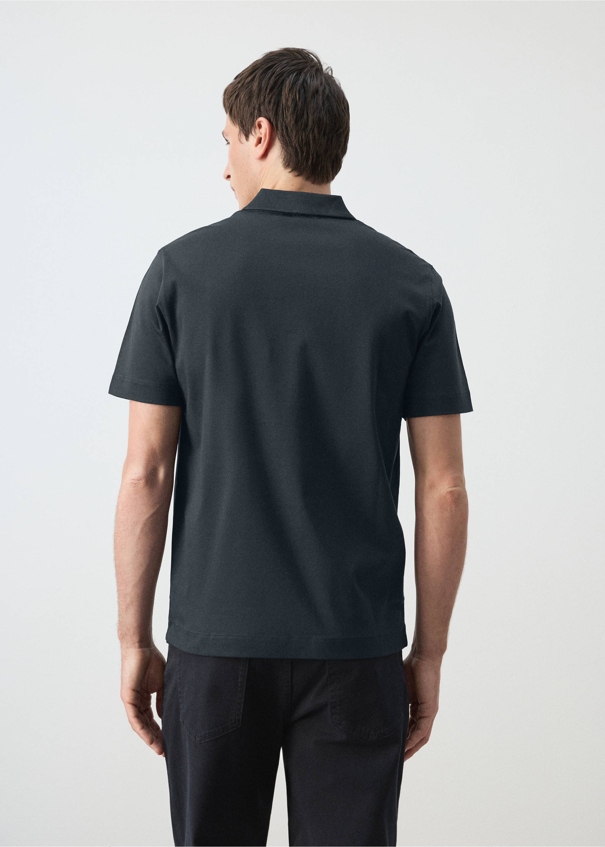 100% cotton fine-knit polo shirt - Reverse of the article, Navy. Ref: 27035964-00.