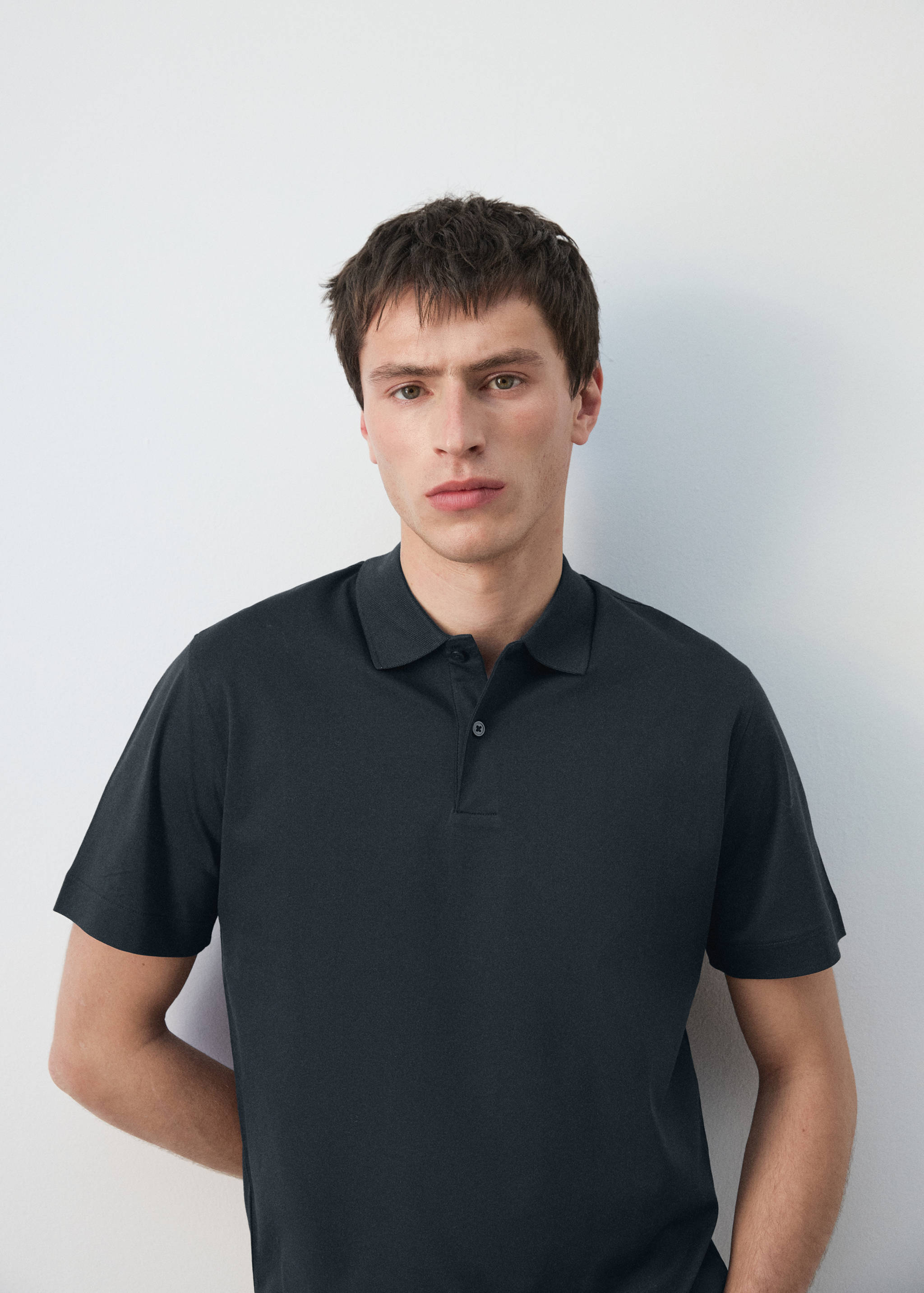 100% cotton fine-knit polo shirt - Details of the article 1
