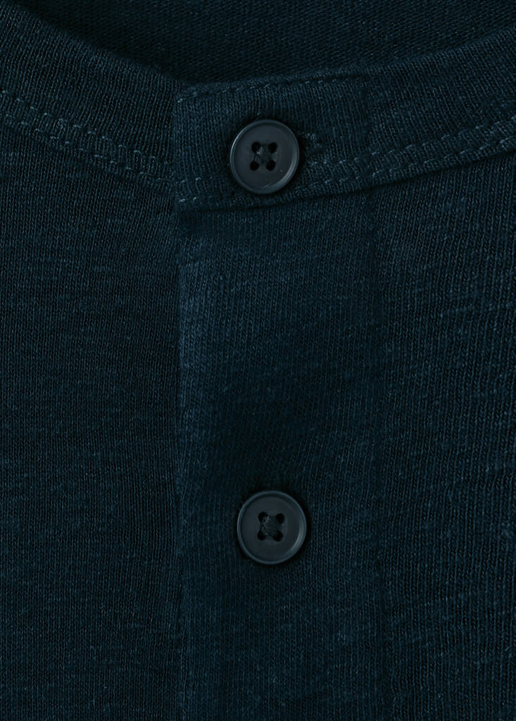 Henley linen-blend T-shirt — Navy