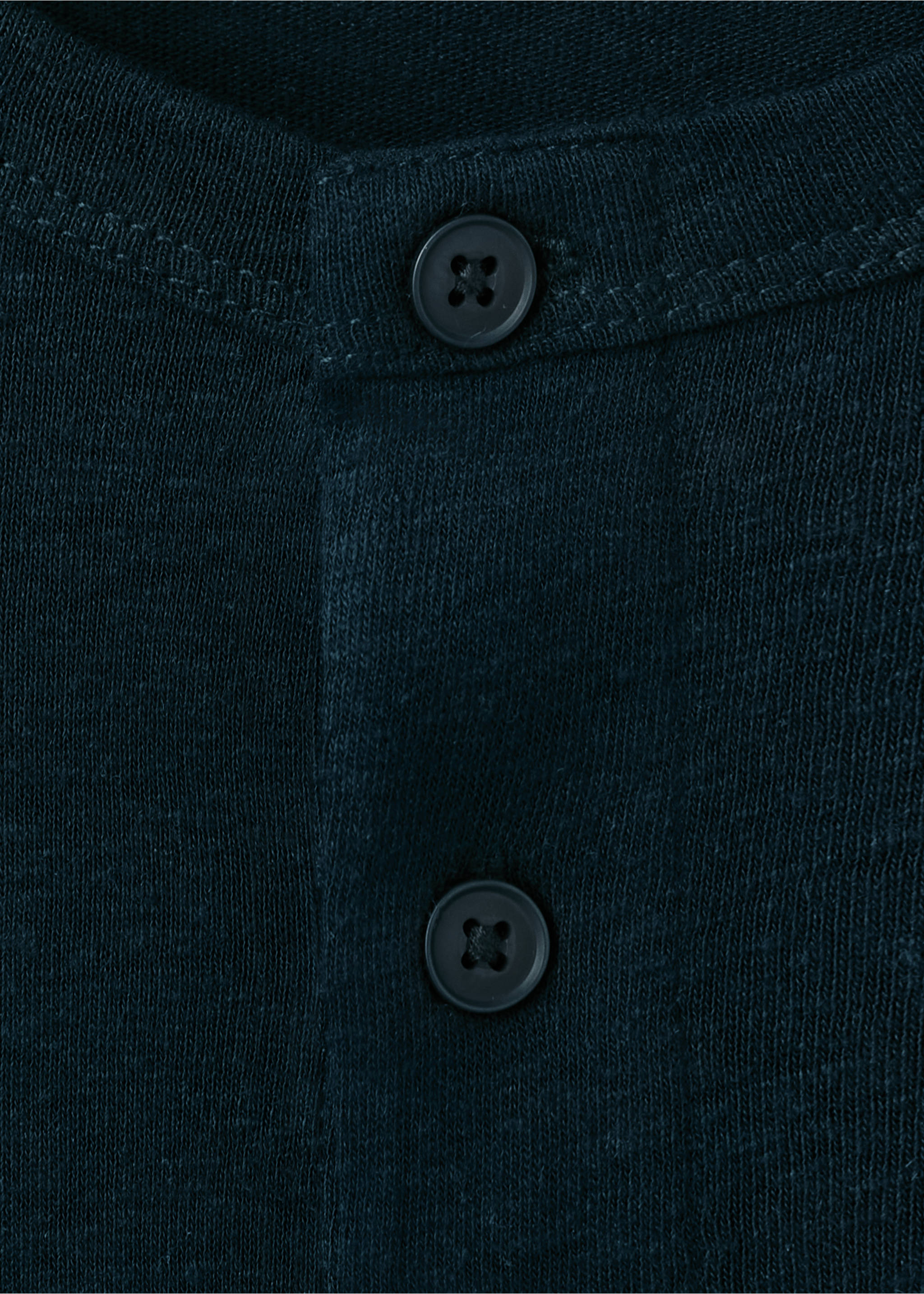 Henley linen-blend T-shirt - Details of the article 8, Navy. Ref: 27035965-00.