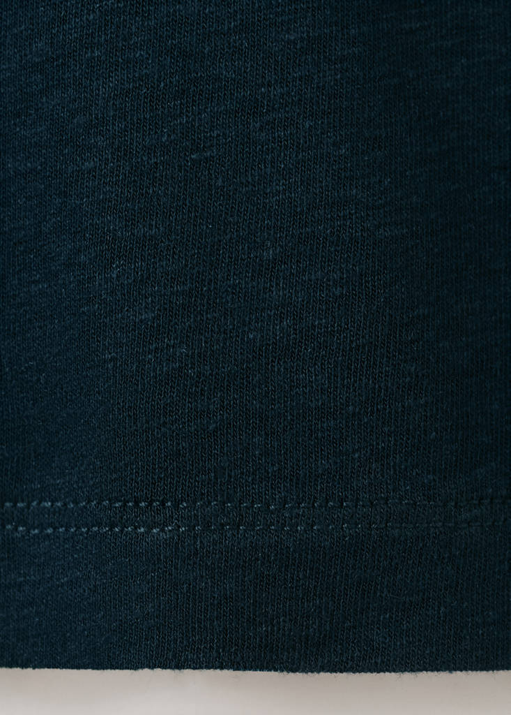 Henley linen-blend T-shirt — Navy