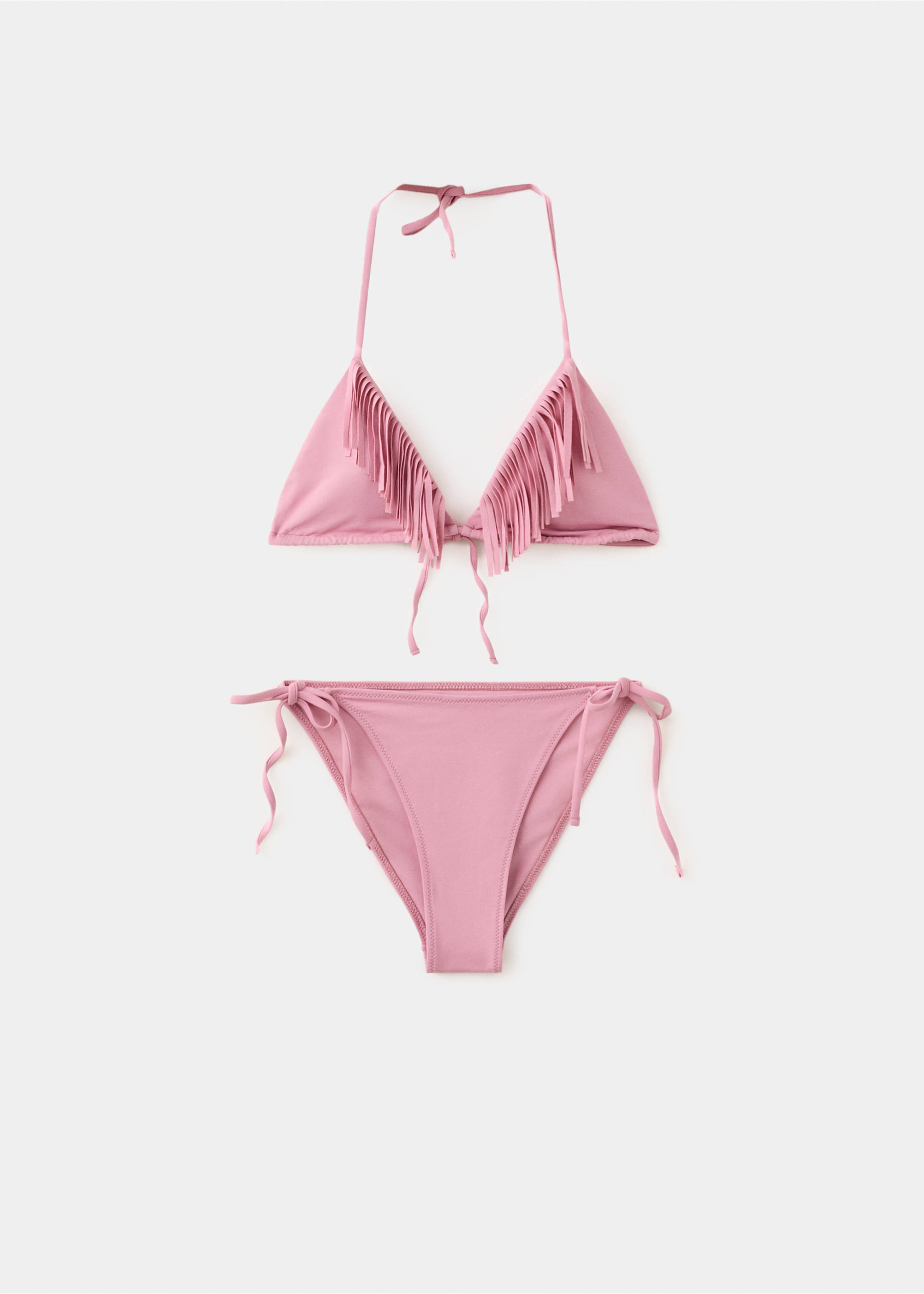 Fringed triangle bikini with medium coverage bottoms - Article without model, Pink. Ref: 27035968-00.