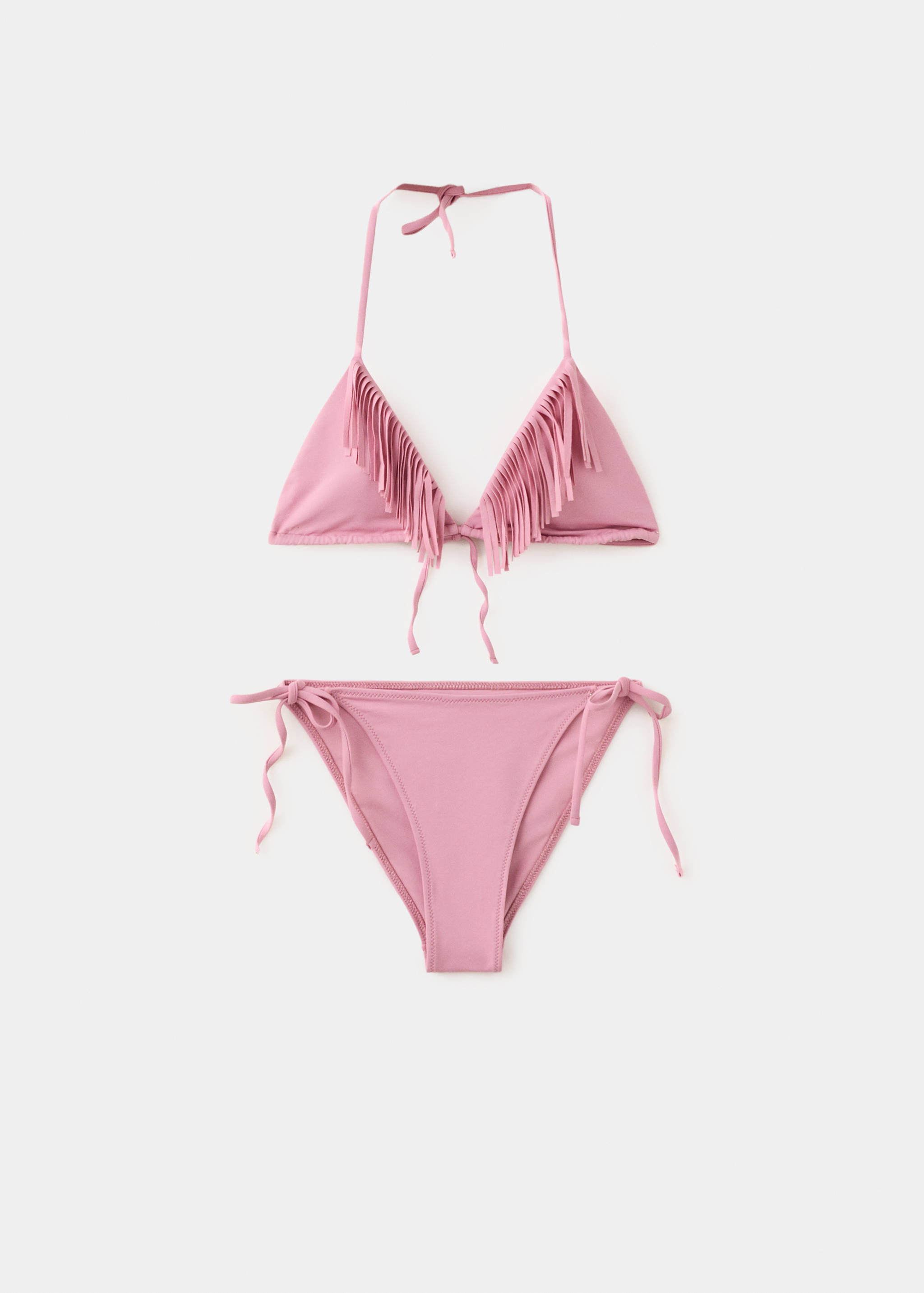 Fringed triangle bikini with medium coverage bottoms - Article without model