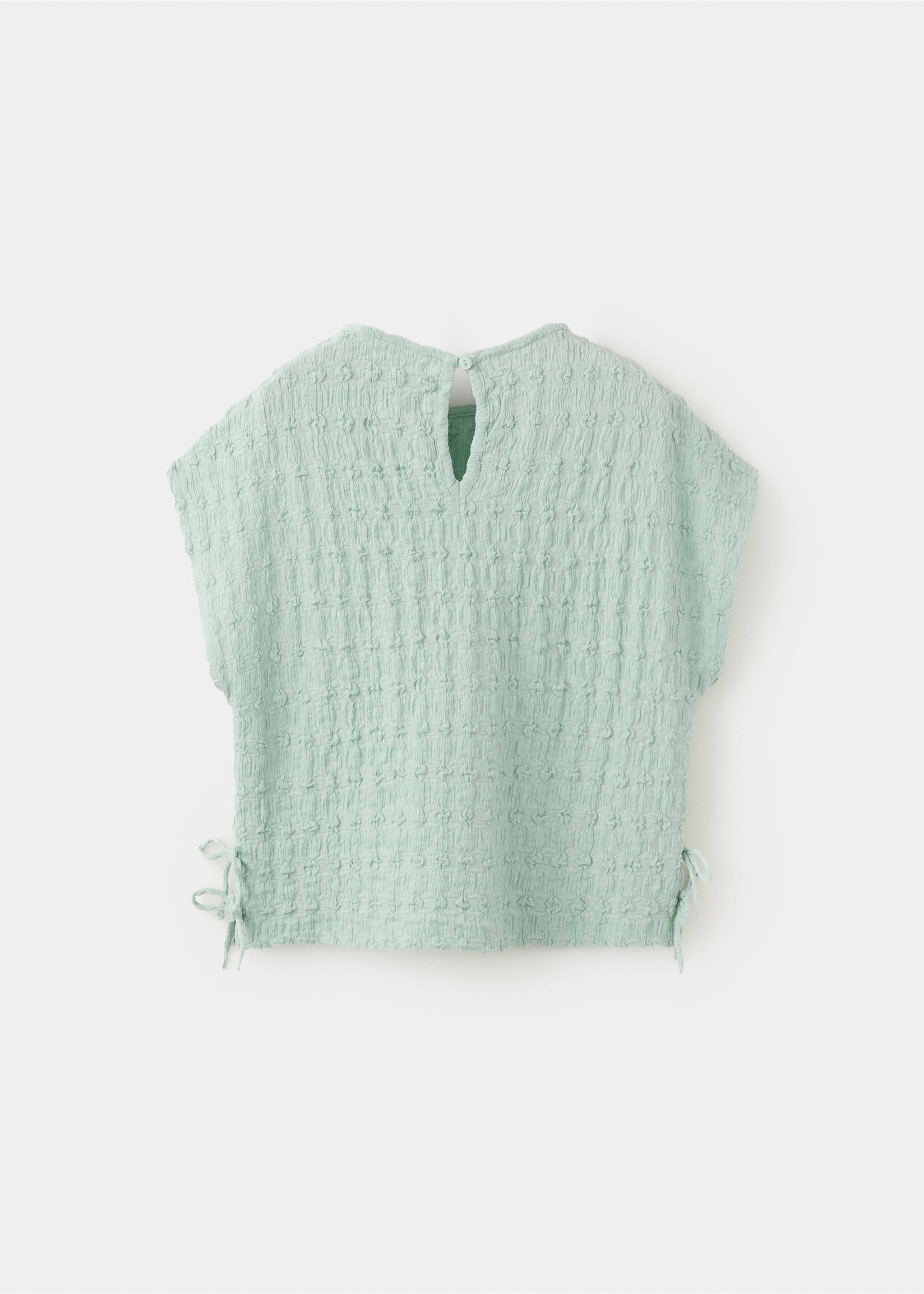 Bow textured T-shirt - Reverse of the article, Aqua Green. Ref: 27035969-00.