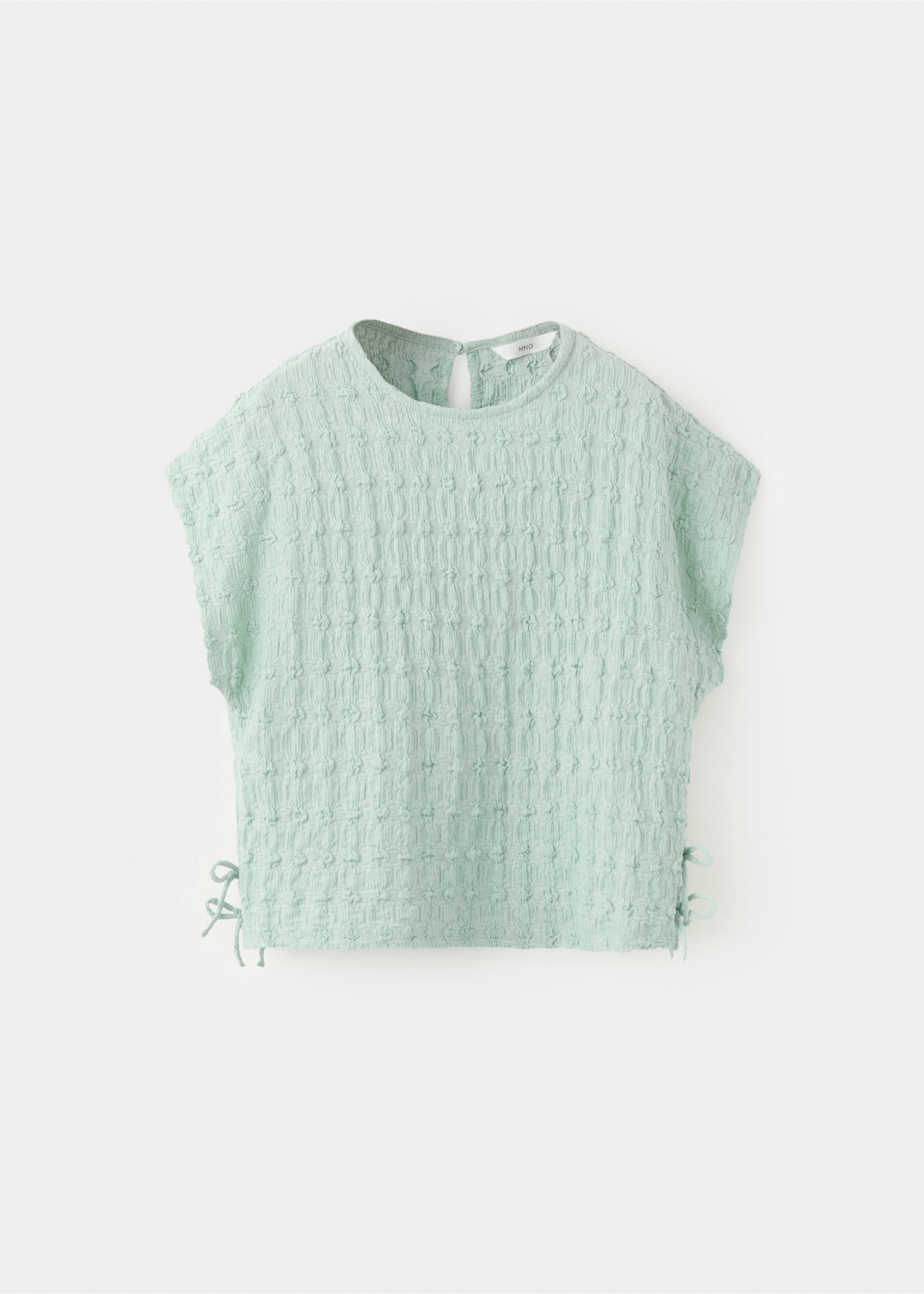 Bow textured T-shirt - Article without model, Aqua Green. Ref: 27035969-00.