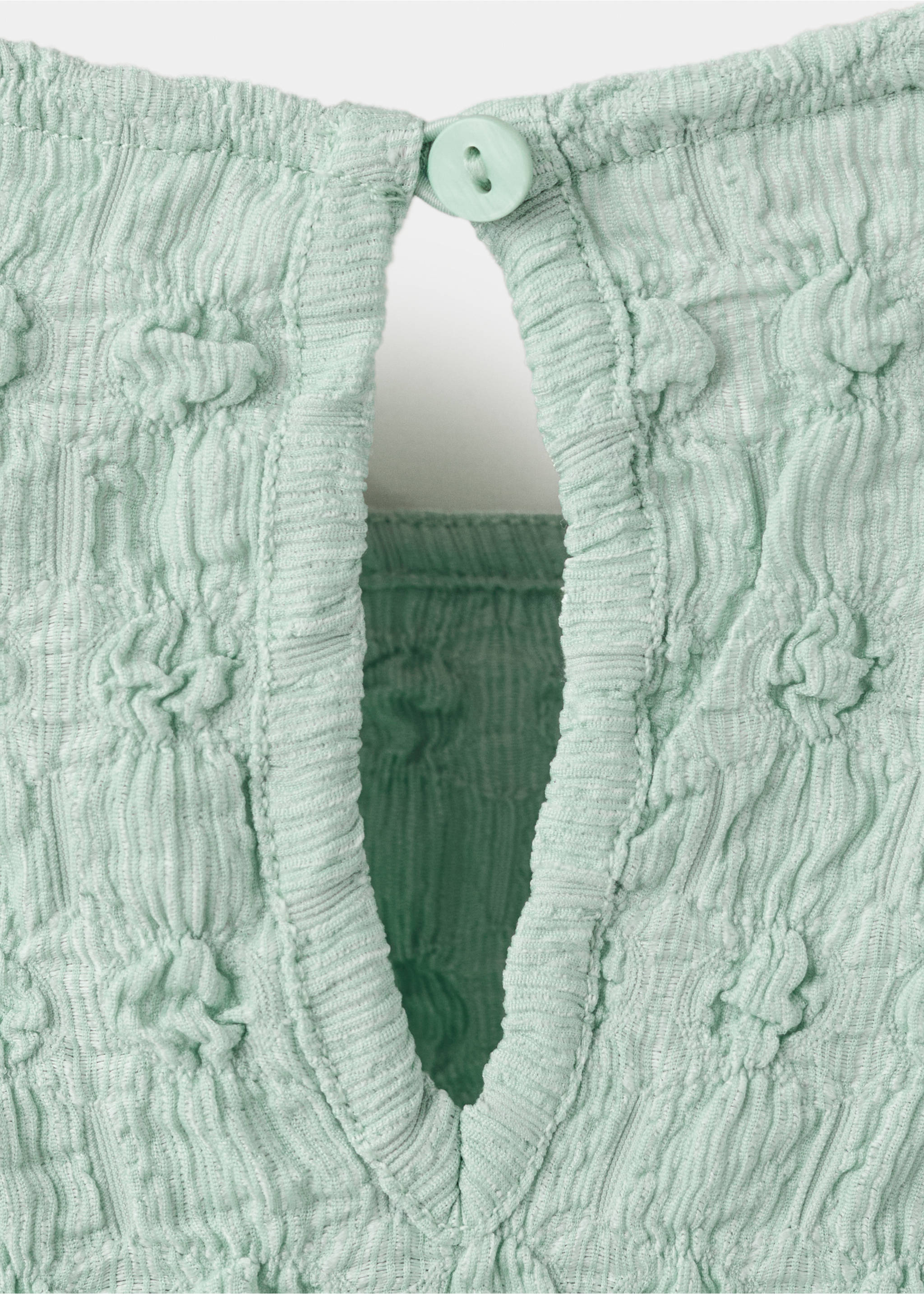 Bow textured T-shirt - Details of the article 0, Aqua Green. Ref: 27035969-00.